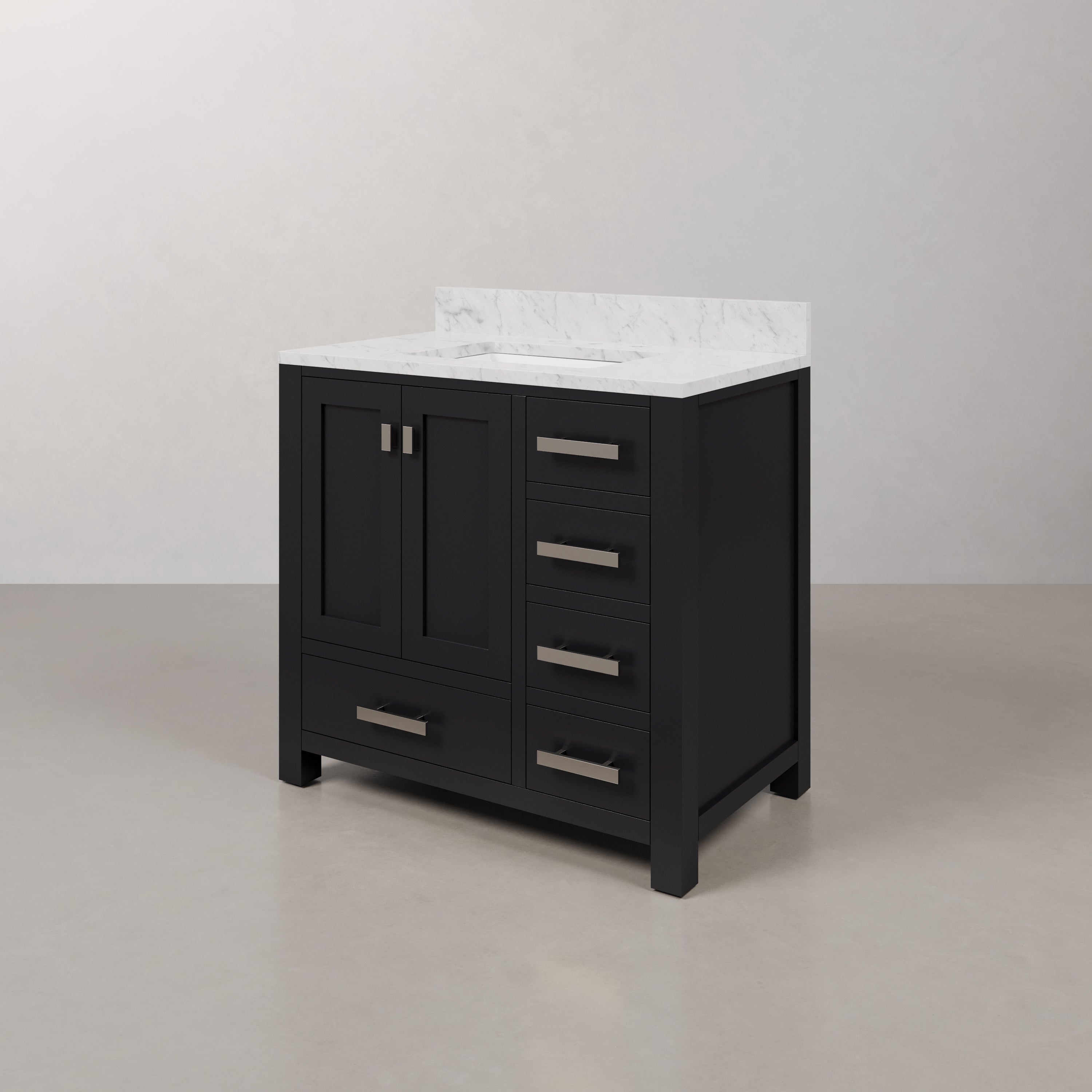 Kingston Luxe MS36CW01ES - 36 in. x 21.5 in. Bathroom Vanity Marble Top in Carrara White and White Basin, Espresso