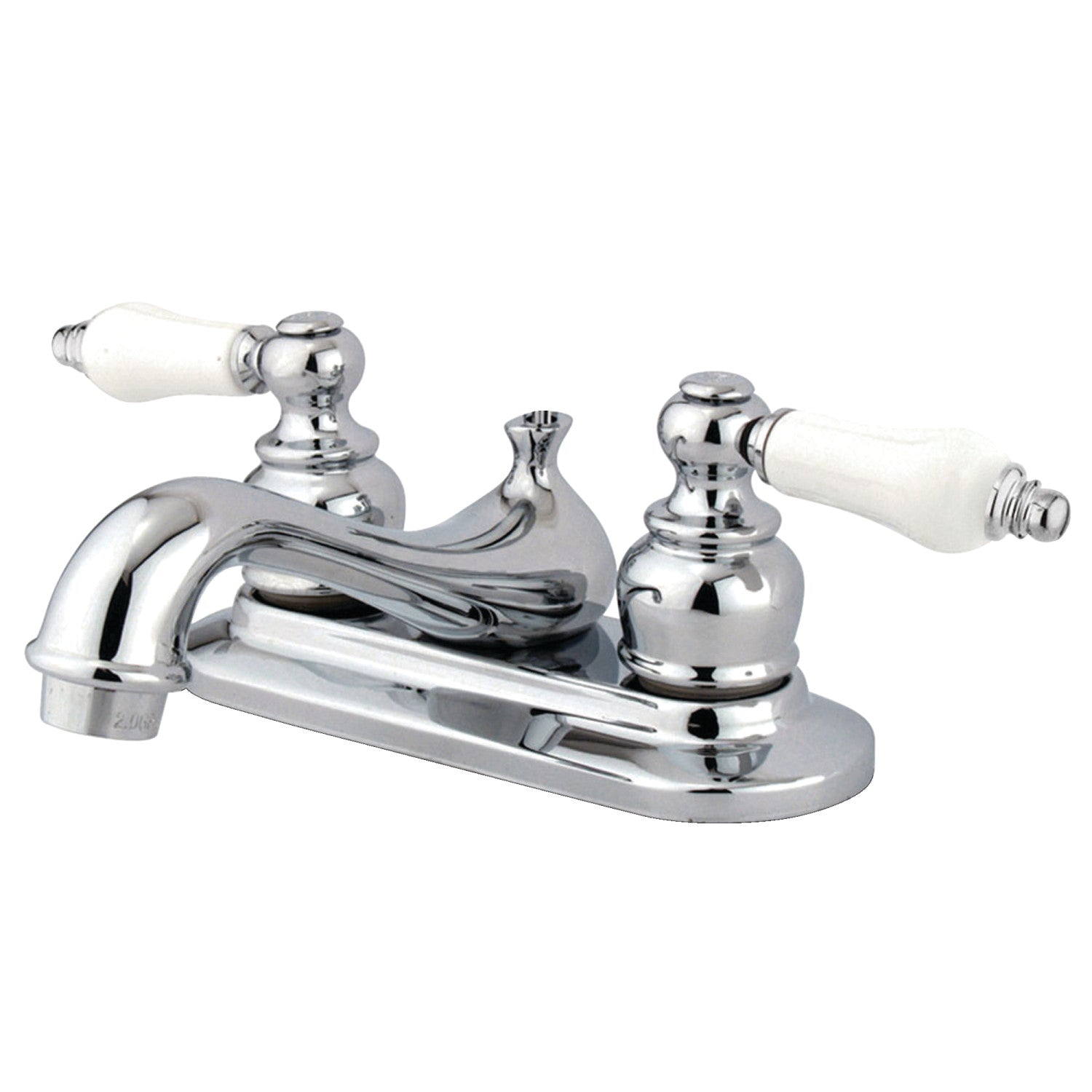 Kingston Heirloom GKB601B - Robinet de salle de bains à double poignée de restauration 3 trous montage sur plage 4-Inch Centerset avec drain à tirette, chrome poli