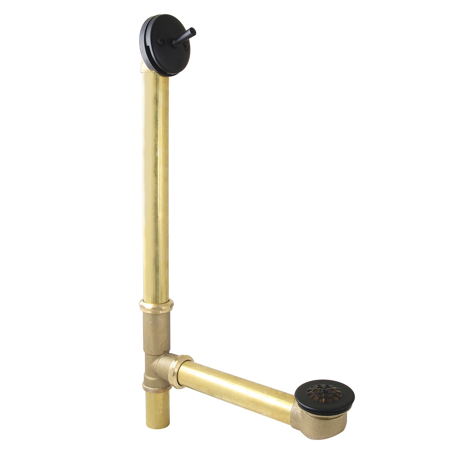 Kingston Tulare DTL1200 - Made To Match 25-Inch Brass Trip Lever Tub Waste and Overflow with Grid Strainer, Matte Black