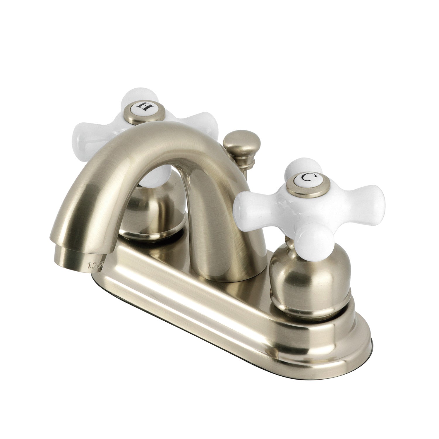 Kingston Heirloom KB5618PX - Robinet de salle de bain à double poignée de restauration 3 trous montage sur plage 4-Inch Centerset avec drain à tirette, nickel brossé