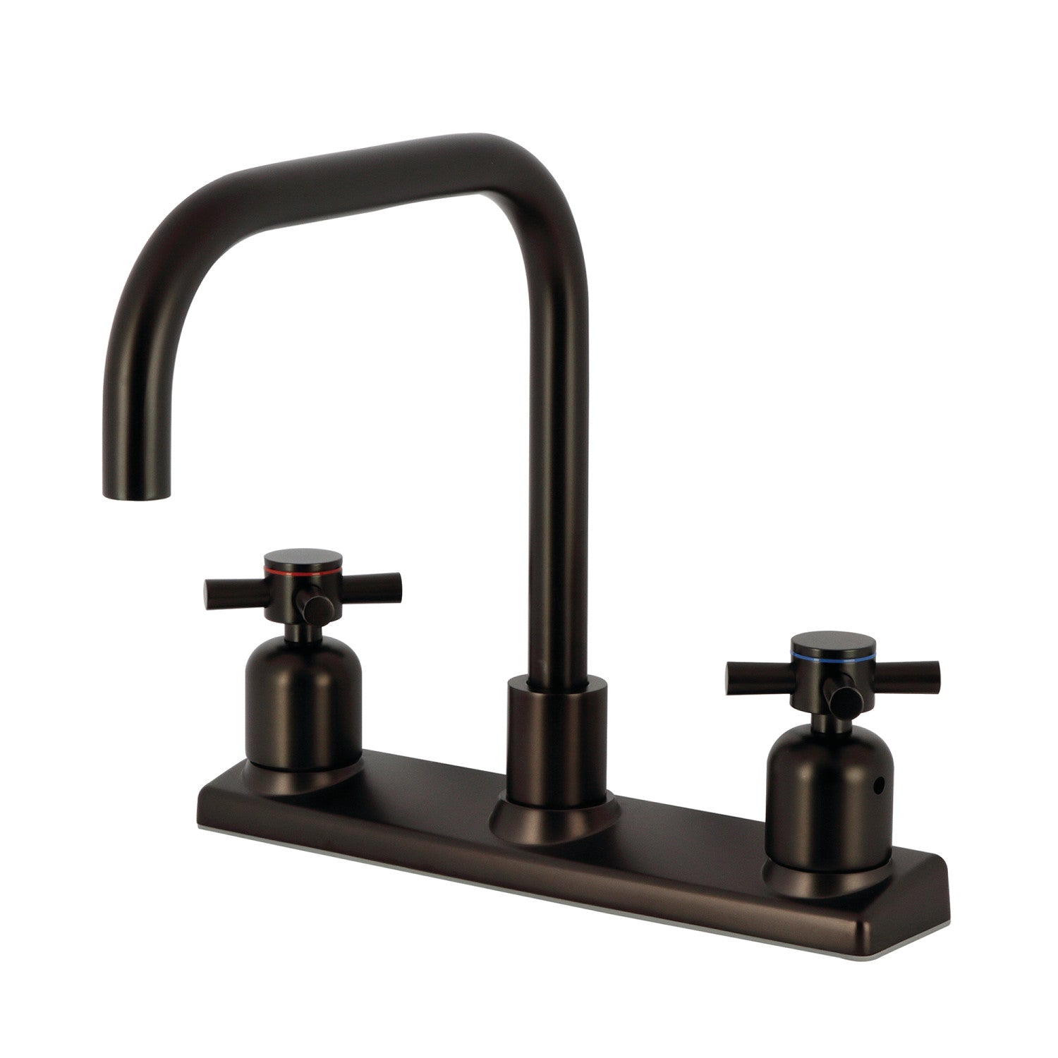 Kingston Sona FB2145DX - Robinet de cuisine central à deux poignées Concord 2 trous 8", Bronze frotté à l'huile