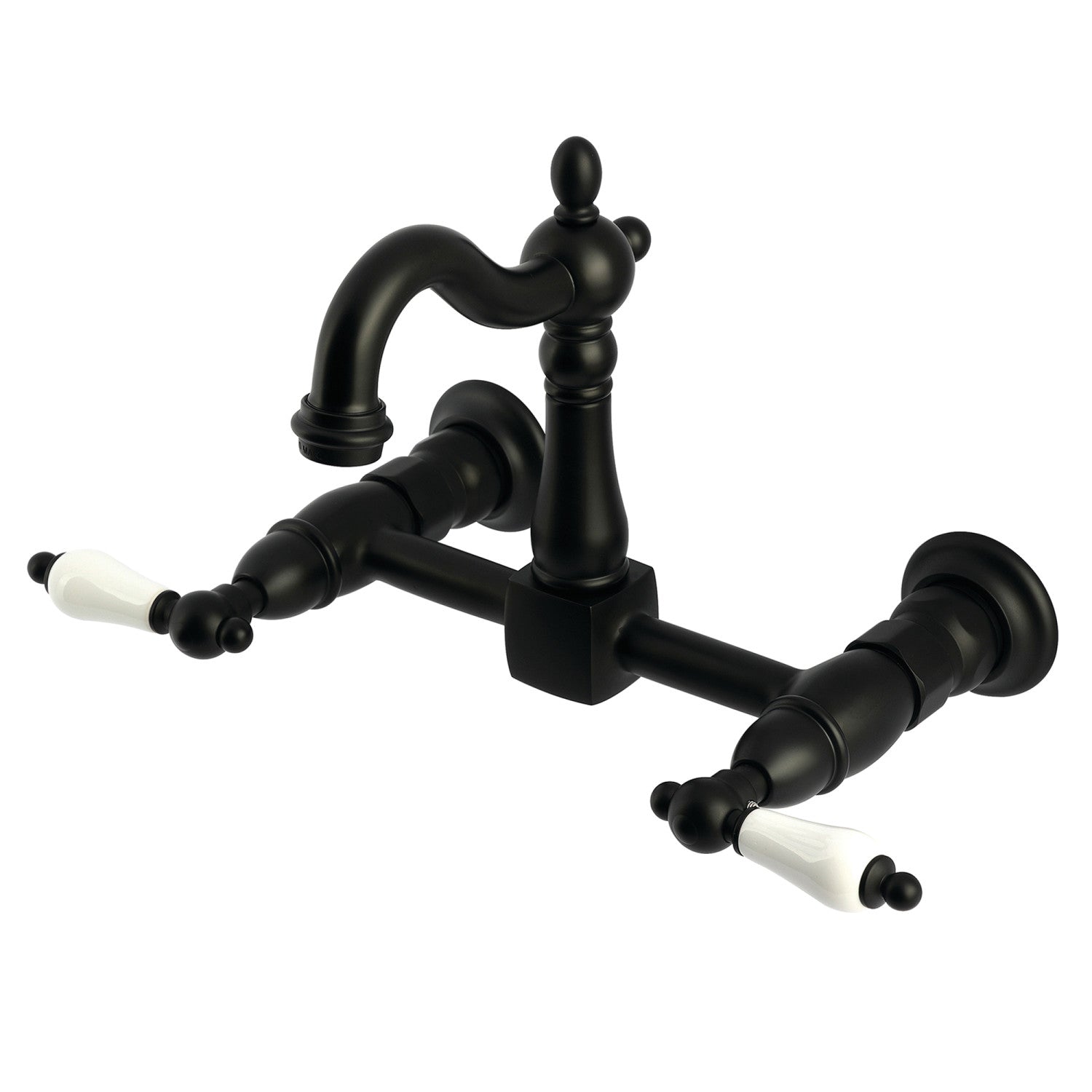 Kingston Heirloom KS2440PL - Robinet de cuisine à deux poignées Heritage 2 trous, noir mat