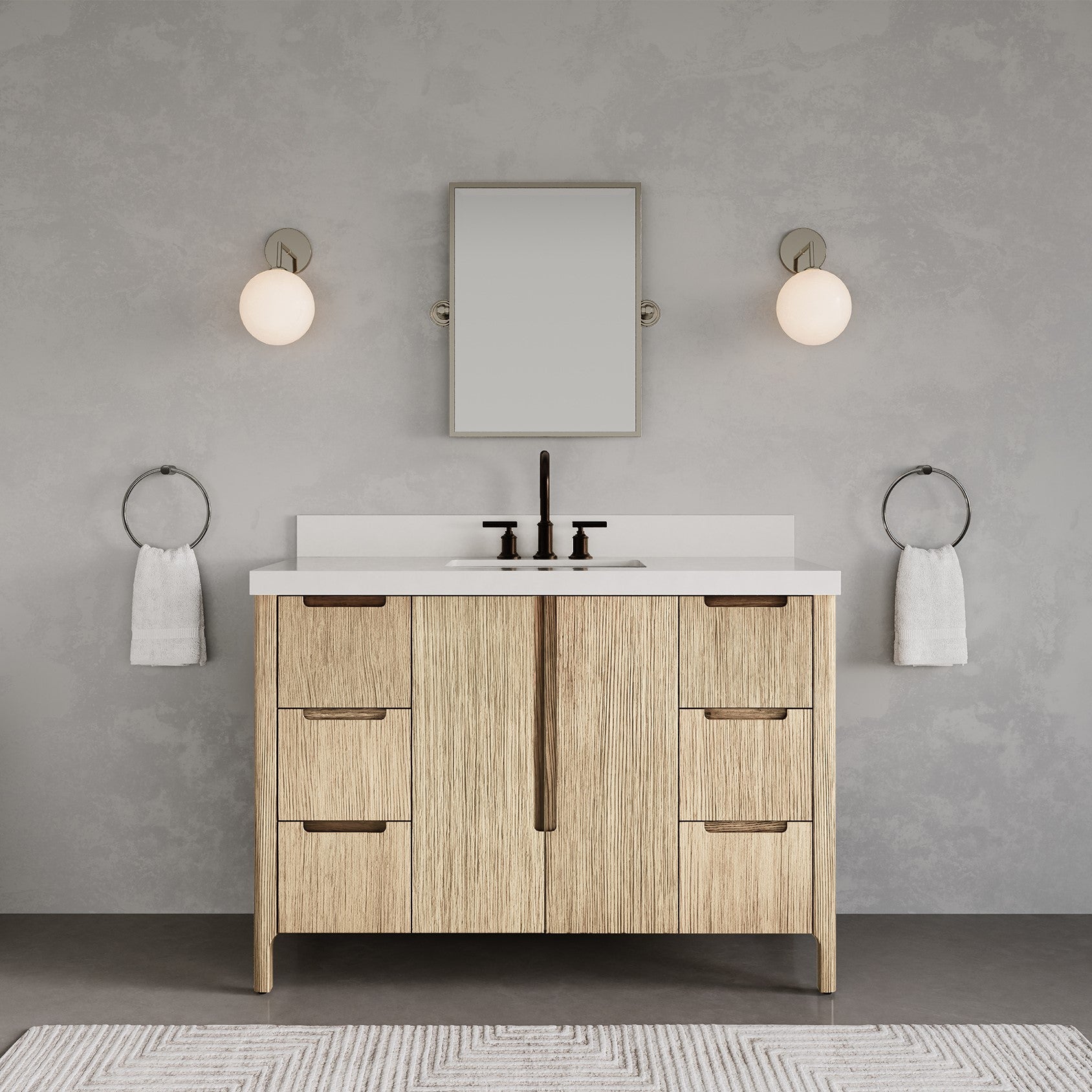 Kingston Luxe SE48QZ00CL - 48 in. x 22 in. Bathroom Vanity Single Sink with White Quartz Top, Casa Latte