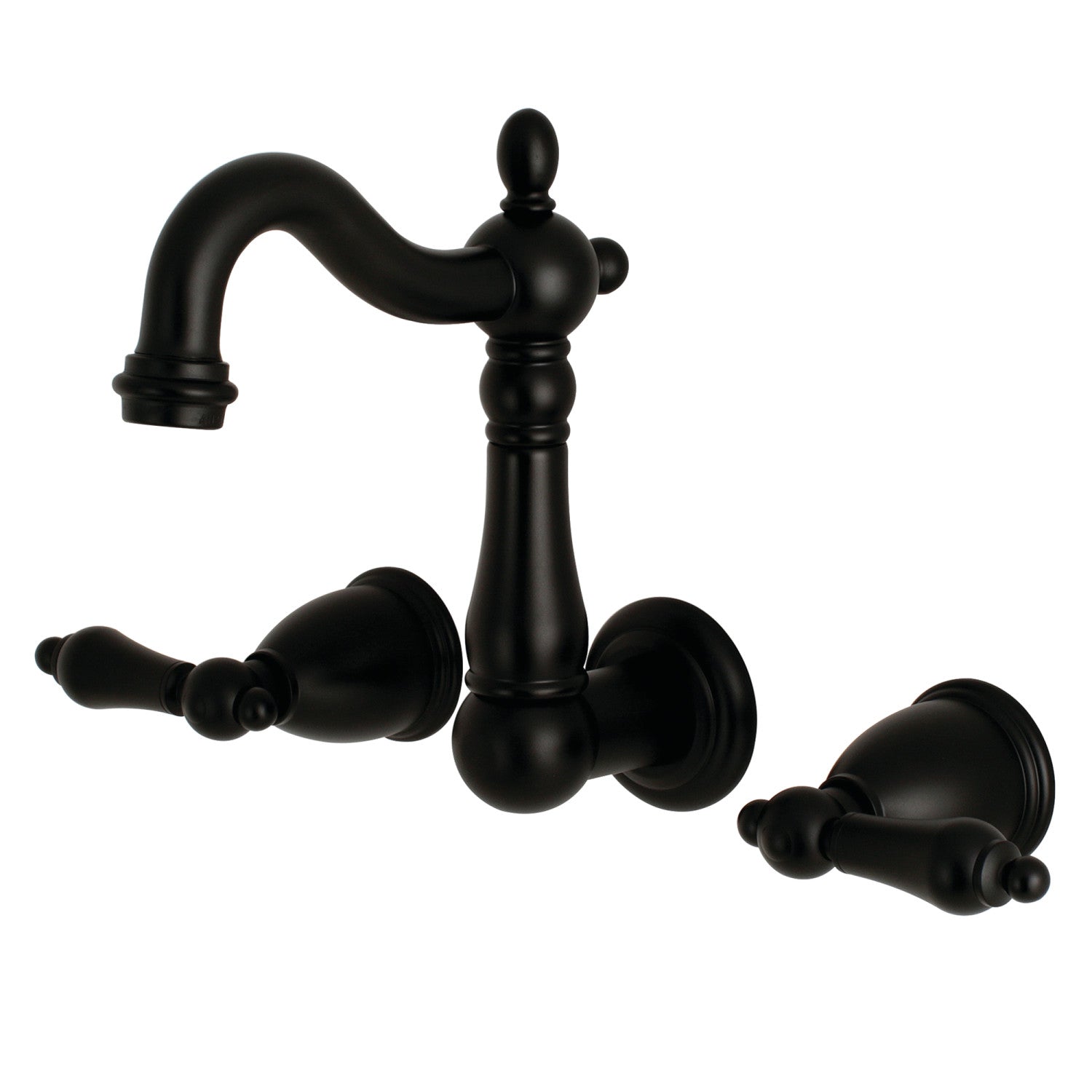 Kingston Heirloom KS1220AL - Robinet de salle de bains à double poignée Heritage 3 trous, noir mat