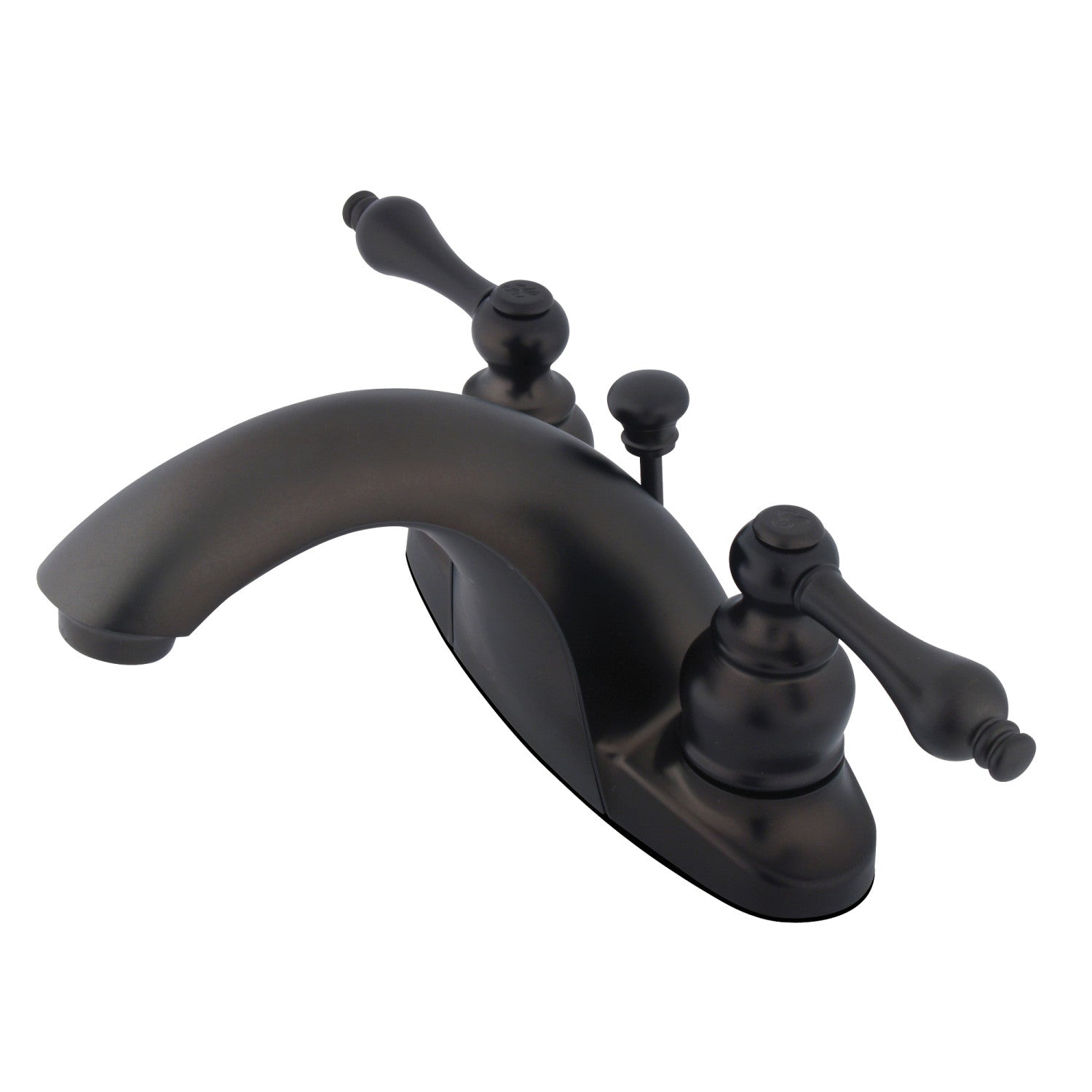 Kingston Heirloom GKB7645AL - Robinet de salle de bain à double poignée de pays anglais 3 trous montage sur plage 4-Inch Centerset avec drain à tirette, bronze huilé