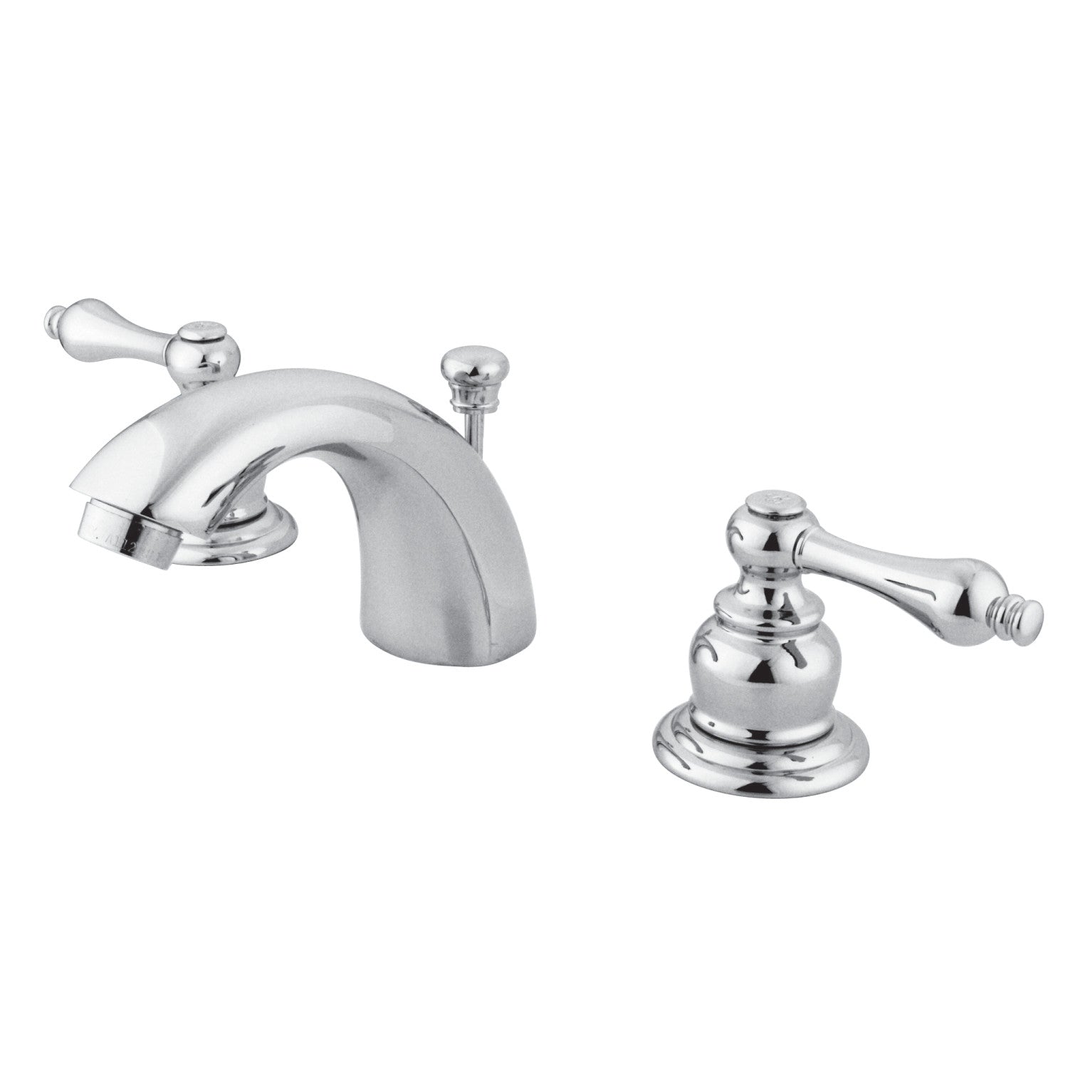 Kingston Heirloom GKB941AL - Robinet de salle de bain à double poignée 3 trous Mini-large avec drain à tirette, chrome poli