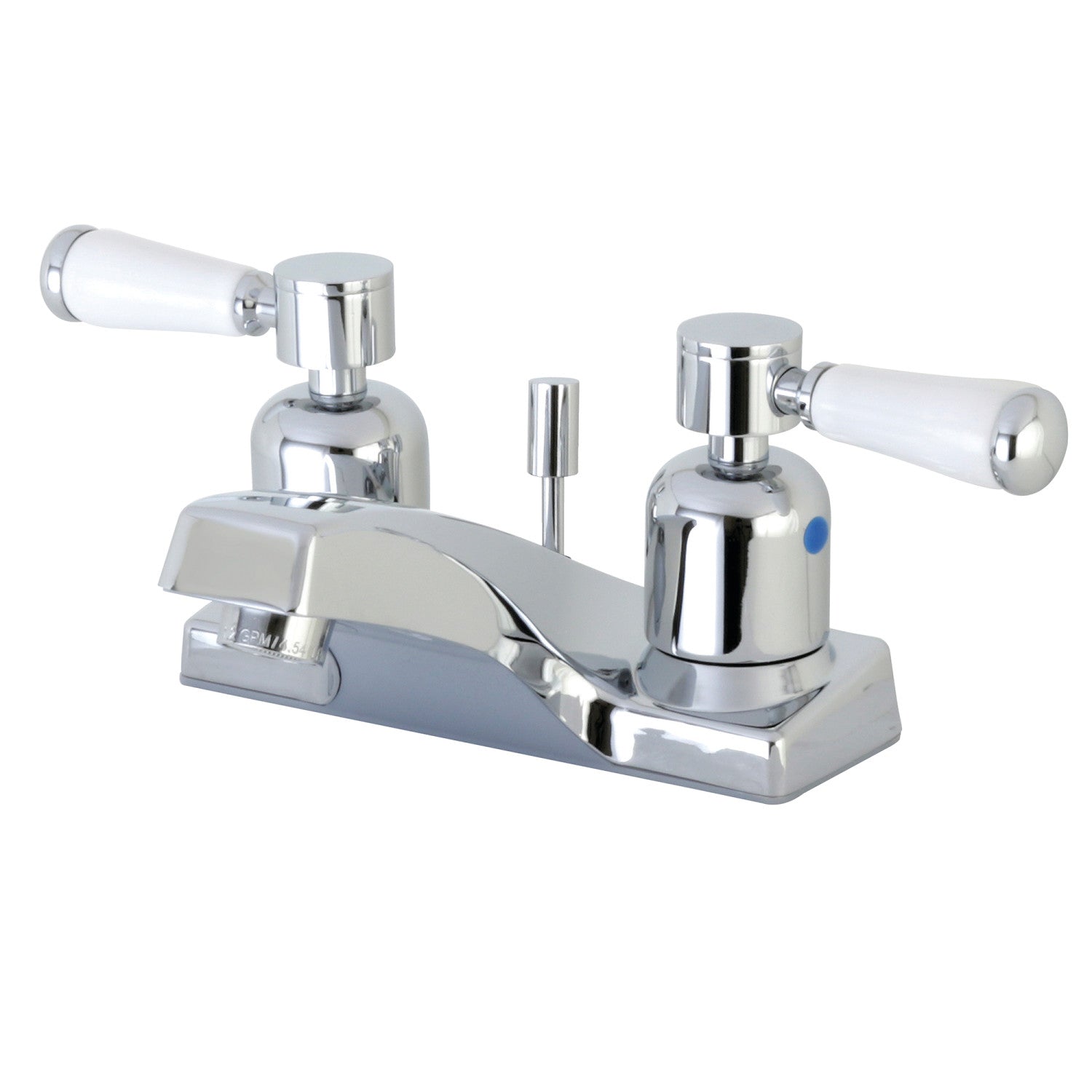 Kingston Paris FB201DPL Double-Handle 3 trous montage sur plage 4-Inch Centerset Robinet de salle de bains avec ABS Drain à tirette, Chrome poli