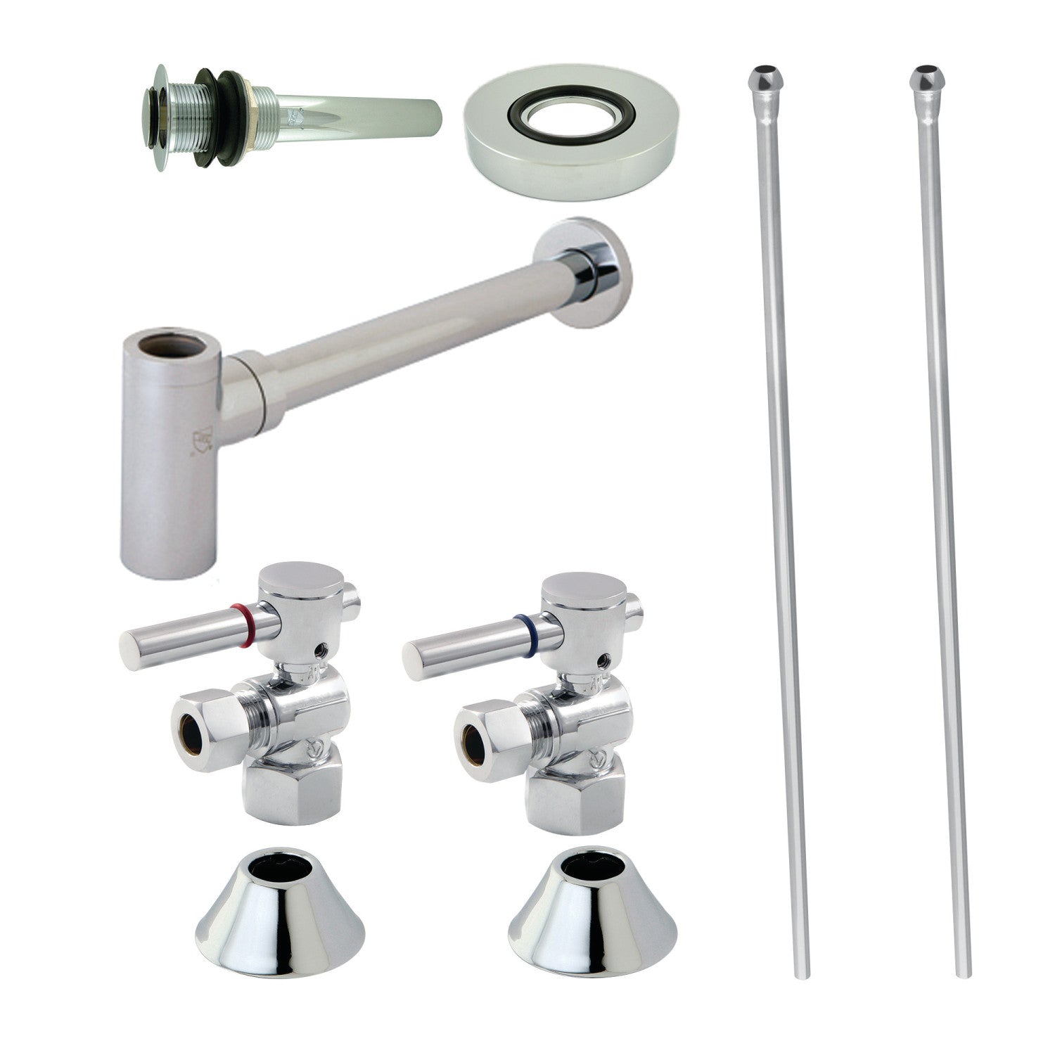 Kingston Sona CC43101DLVKB30 - Trimscape Modern Plumbing Sink Trim Kit with Bottle Trap and Drain, Polished Chrome