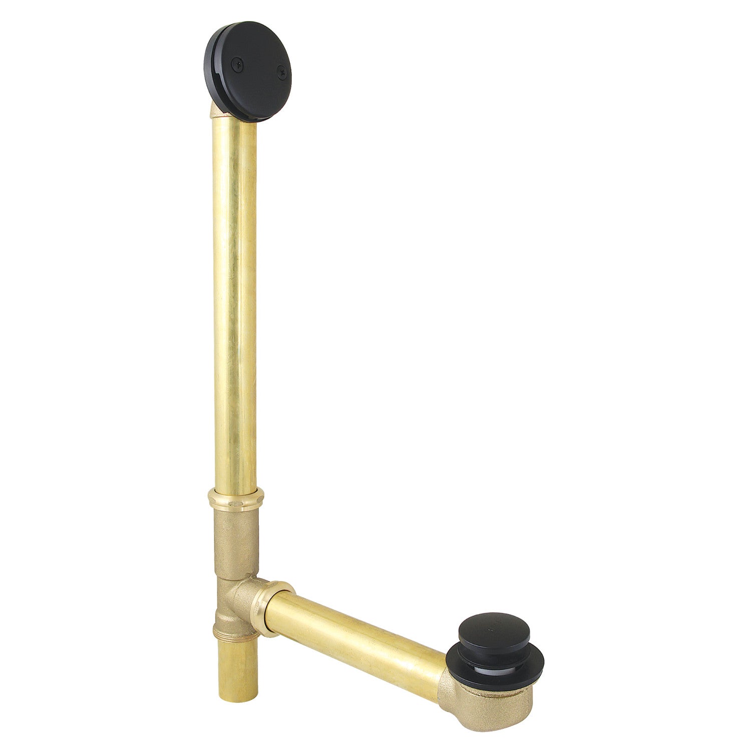 Kingston Tulare DTT2200 - Made To Match 25-Inch Brass Toe Touch Tub Waste and Overflow, Matte Black