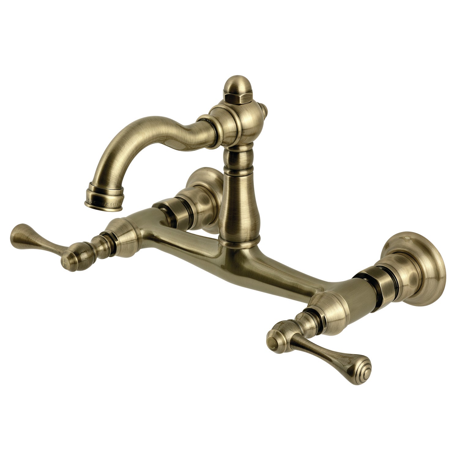 Kingston Heirloom KS3253BL - Robinet de cuisine à deux poignées 2 trous Wall Mount Bridge, laiton antique
