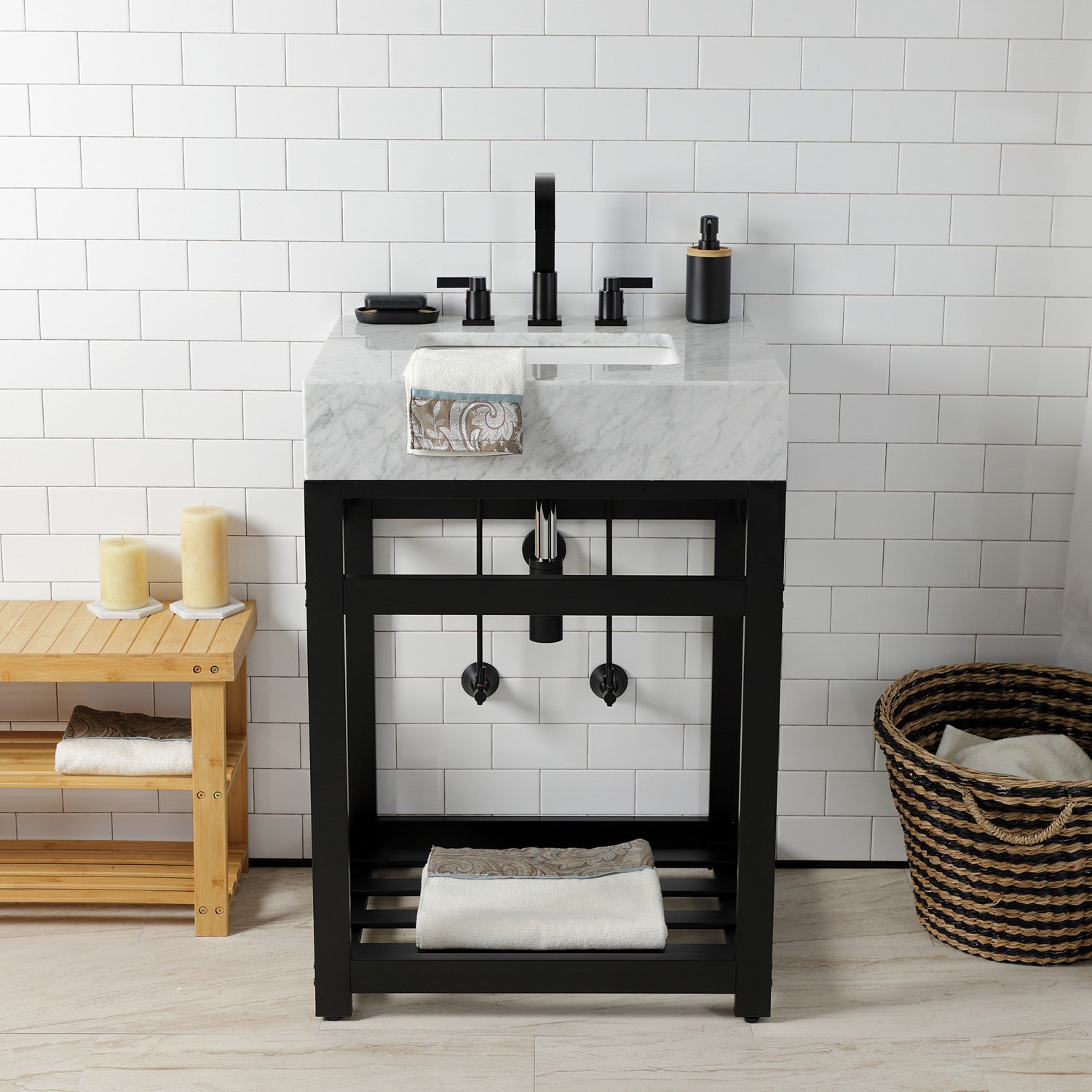Kingston Sona CC43100DLLKB30 - Trimscape Modern Plumbing Sink Trim Kit with Bottle Trap, Matte Black