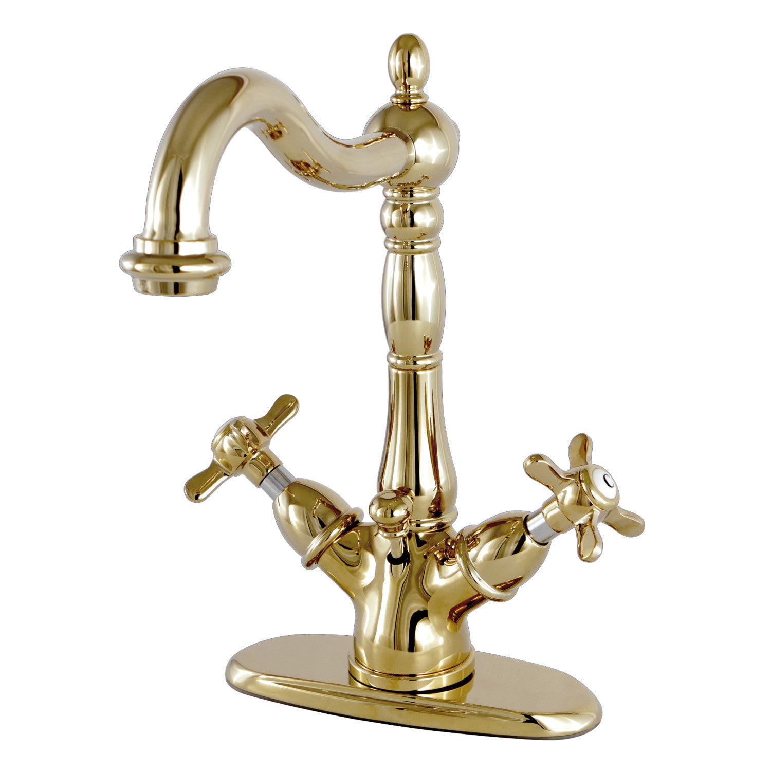 Kingston Heirloom KS1432BEX - Essex Double-Handle 1-or-3 Trou montage sur plage 4-Inch Centerset Robinet de salle de bains avec laiton à tirette, laiton poli