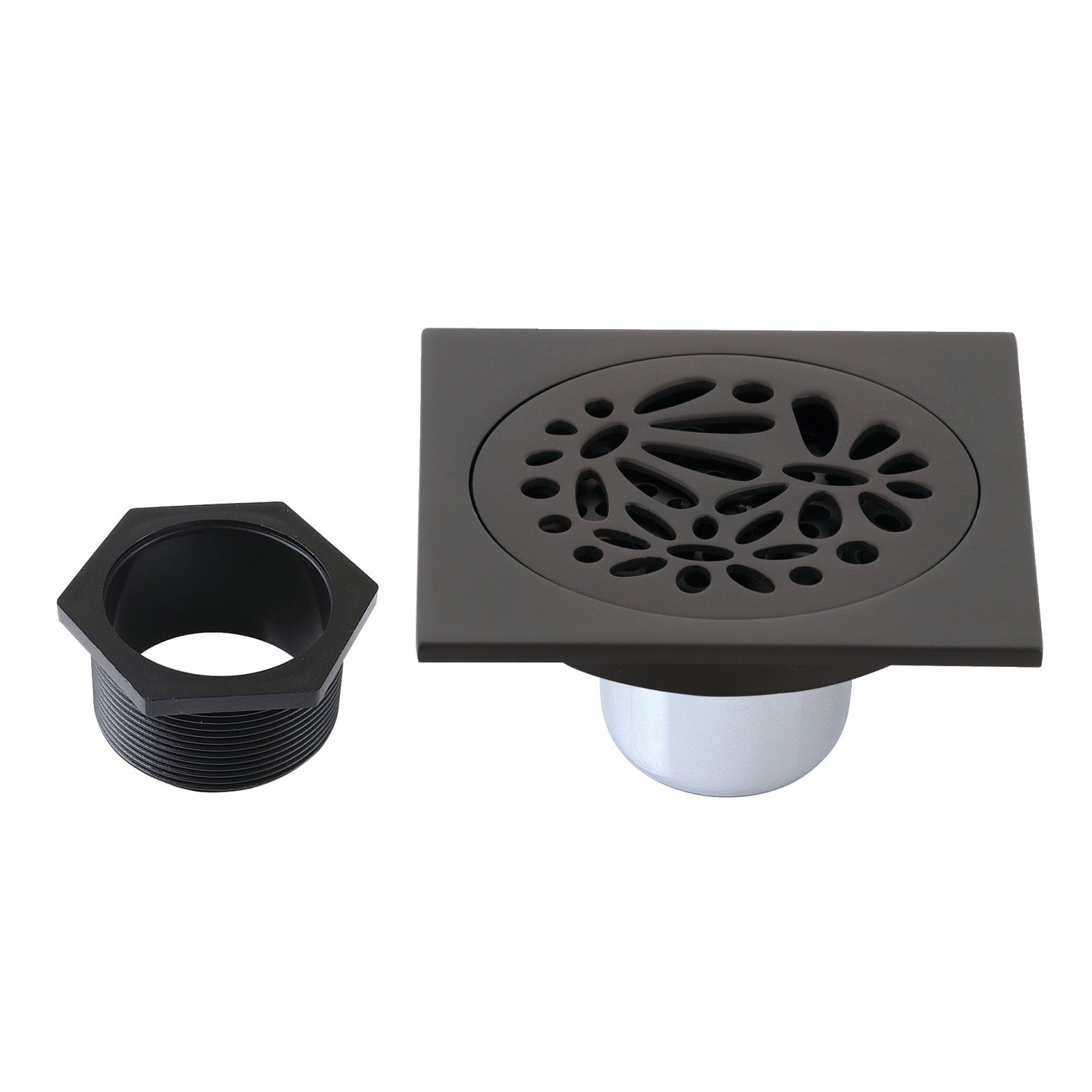 Kingston Watercourse BSF6360ORB 4-Inch Brass Square Grid Shower Drain with Hair Strainer, Oil Rubbed Bronze