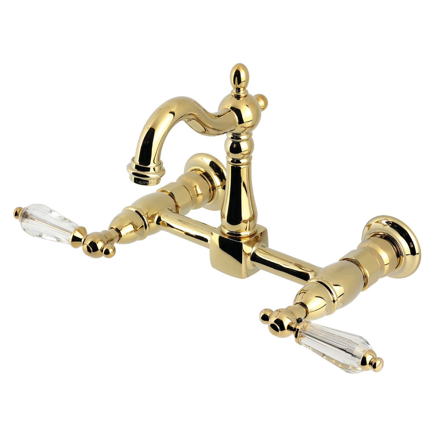Kingston Heirloom KS2442WLL - Robinet de cuisine à deux poignées Willshire Wall Mount Bridge, laiton poli