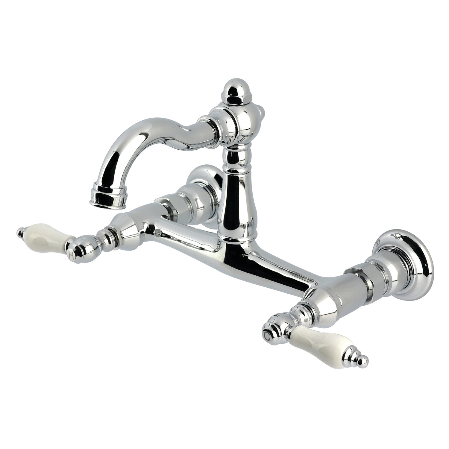 Kingston Heirloom KS3251PL - Robinet de cuisine à deux poignées vintage 2 trous Wall Mount Bridge, chrome poli