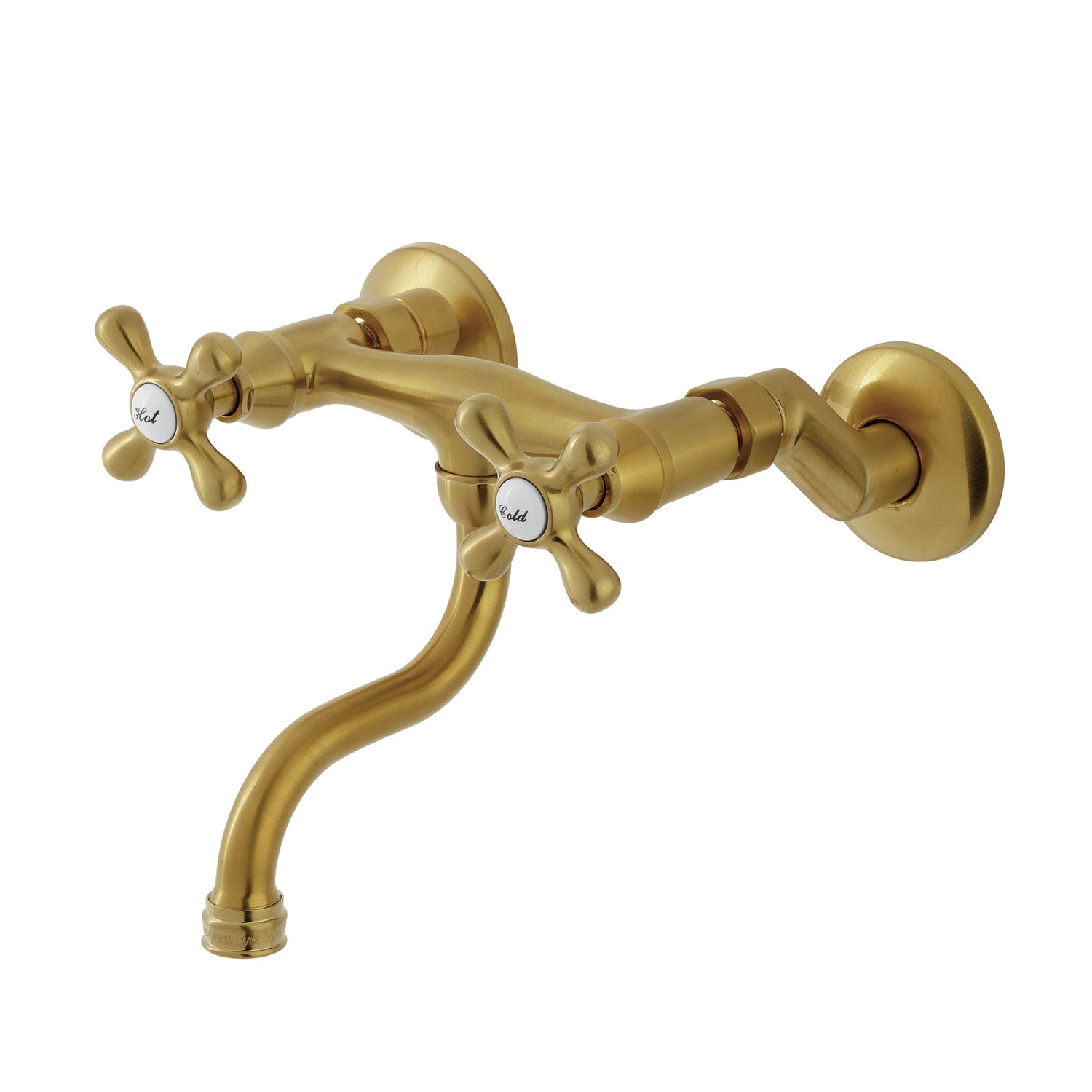 Kingston Heirloom KS2117AX - Kingston Double-Handle 2 trous Robinet de salle de bains mural, laiton brossé