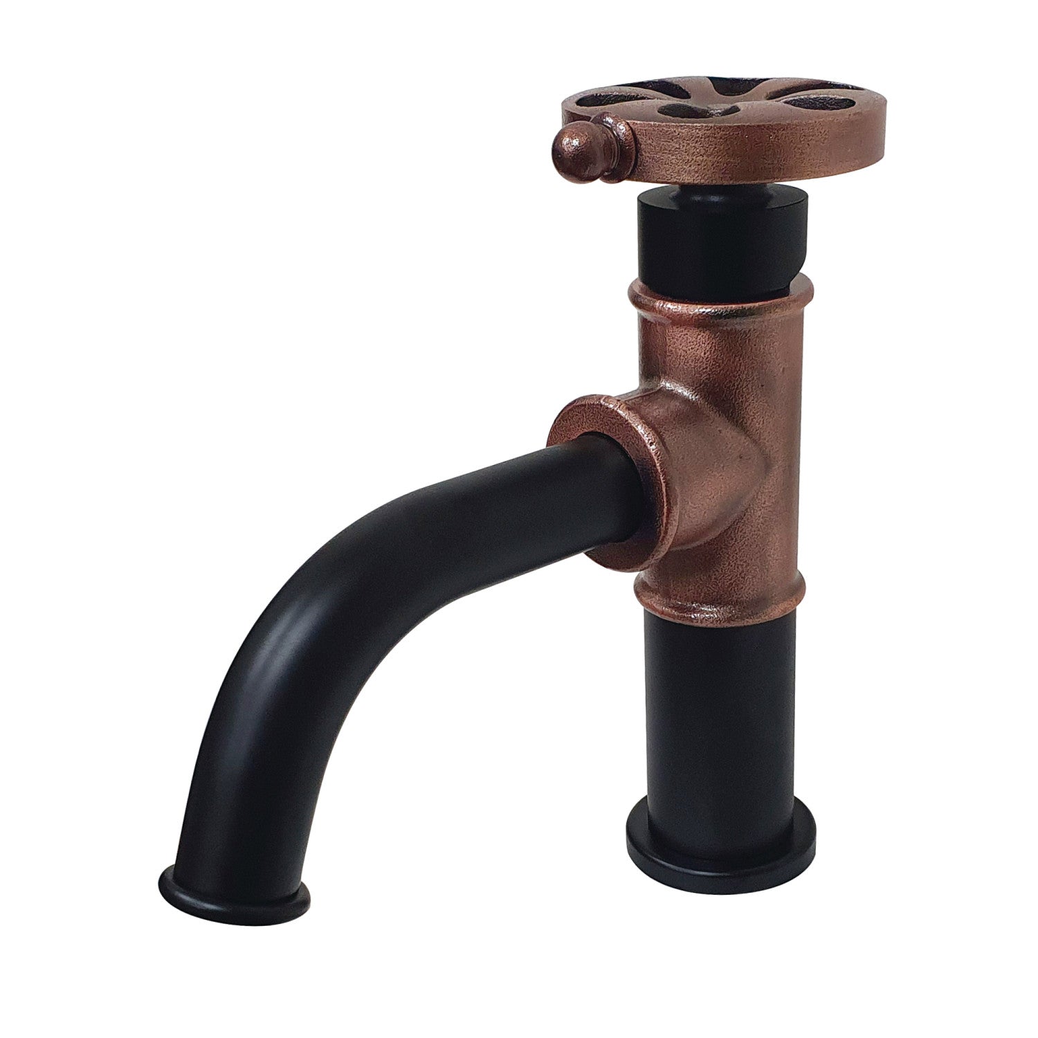 Kingston Heirloom KS282RXAC - Robinet de salle de bain à une poignée Belknap 1 trou avec bonde à tirette, cuivre mat noir/antique