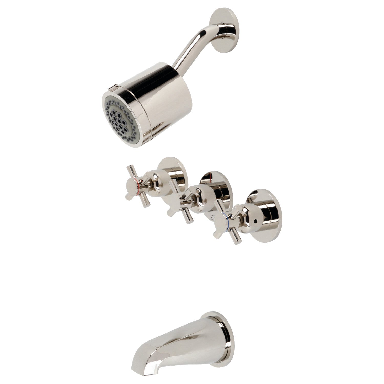 Kingston Sona KBX8136DX - Robinet de baignoire et de douche à triple poignée Concord, nickel poli