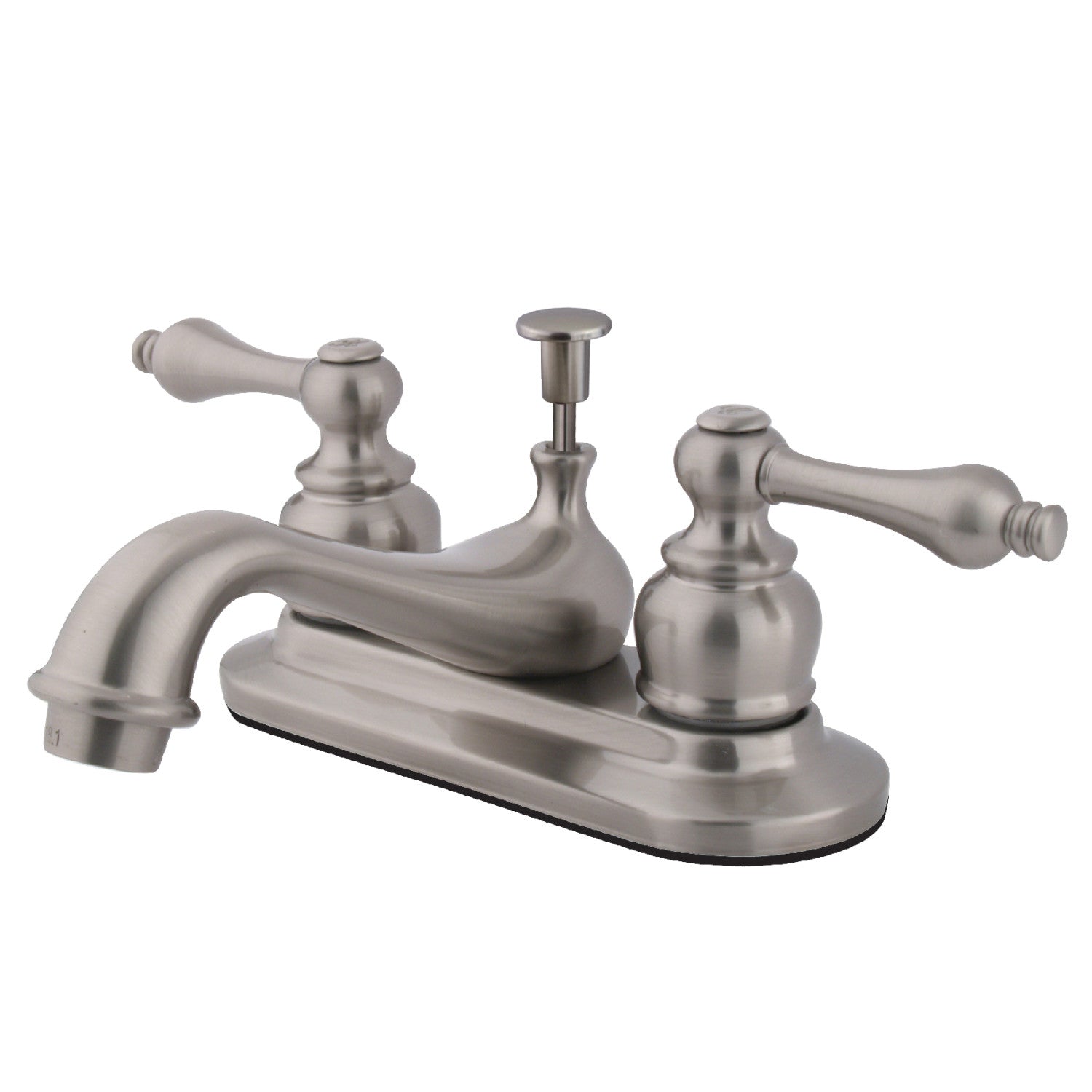 Kingston Heirloom KB608AL - Restoration Double-Handle 3-Hole Deck Mount 4-Inch Centerset Bathroom Faucet with Pop-Up Drain, Brushed Nickel