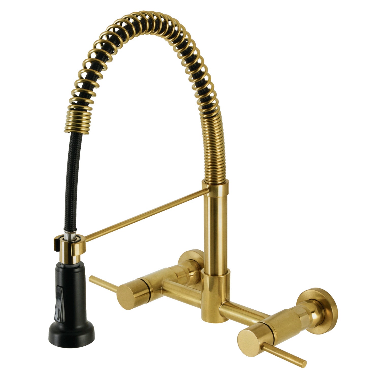 Kingston Sona GS8187DL - Concord Double-Handle 2 trous Robinet de cuisine pré-rouleau, laiton brossé
