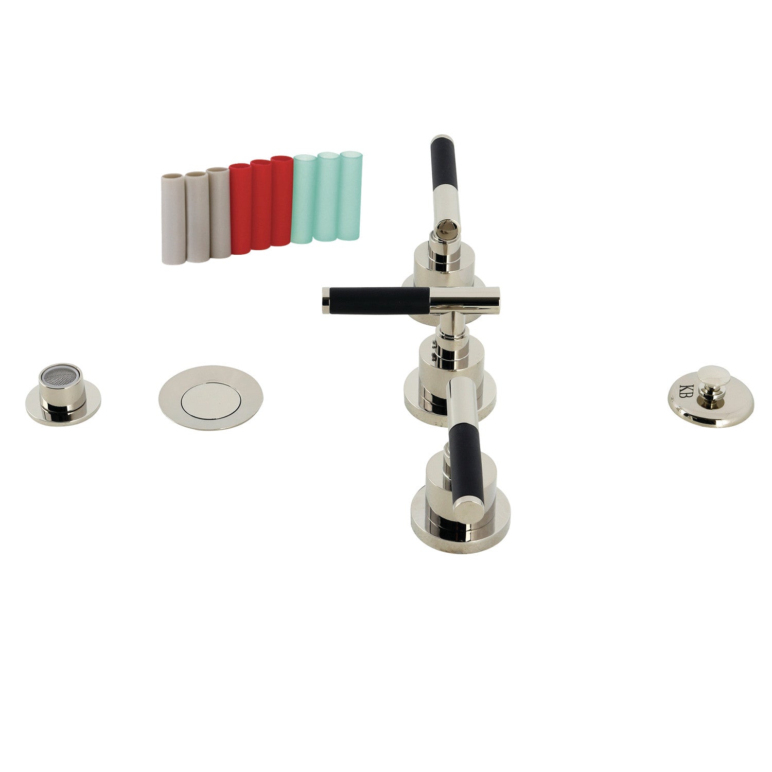 Kingston Sona KB6326CKL - Robinet à bidet vertical Kaiser à trois poignées avec à tirette en laiton, nickel poli