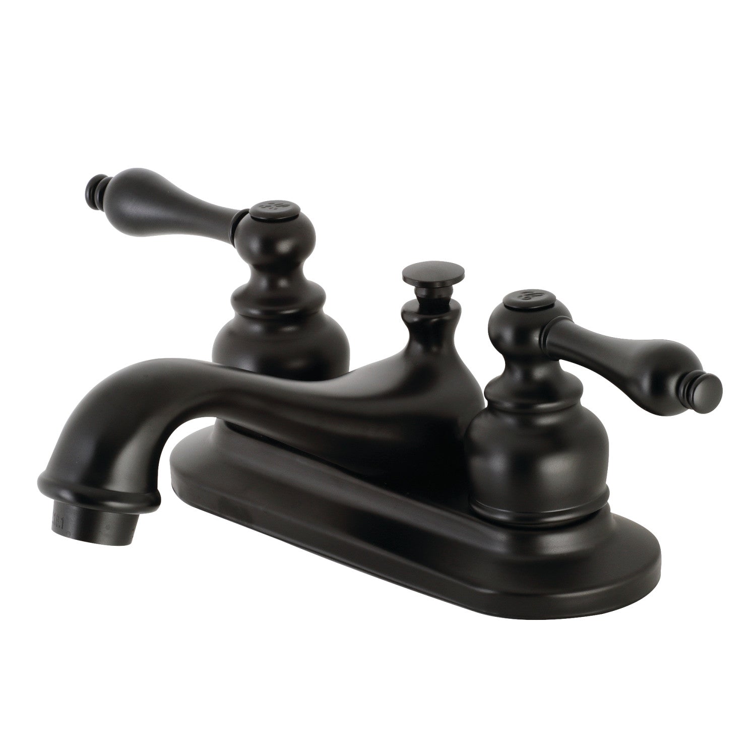 Kingston Heirloom KB600AL - Restoration Double-Handle 3 trous montage sur plage 4-Inch Centerset Robinet de salle de bain avec drain à tirette, noir mat