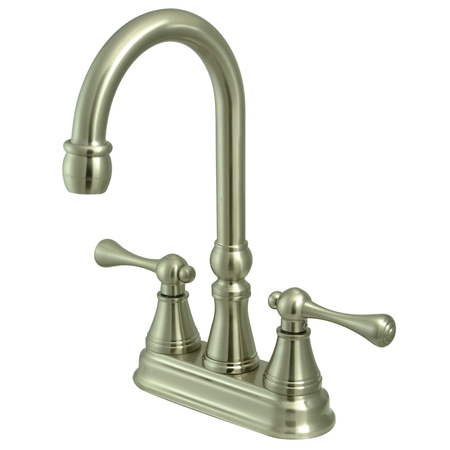 Kingston Tulare KS2498BL - Robinet de bar à deux poignées victorienne 2 trous, nickel brossé