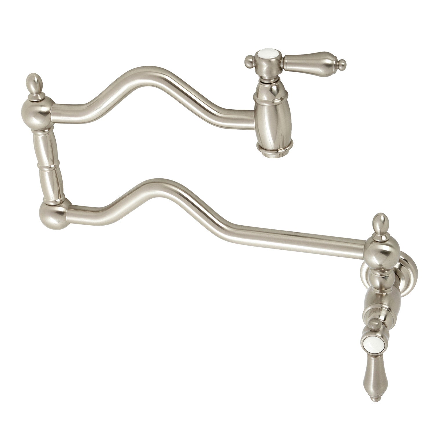 Kingston Heirloom KS2108BAL - Robinet de remplissage pour pot à montage mural à deux poignées 1 trou, Nickel brossé