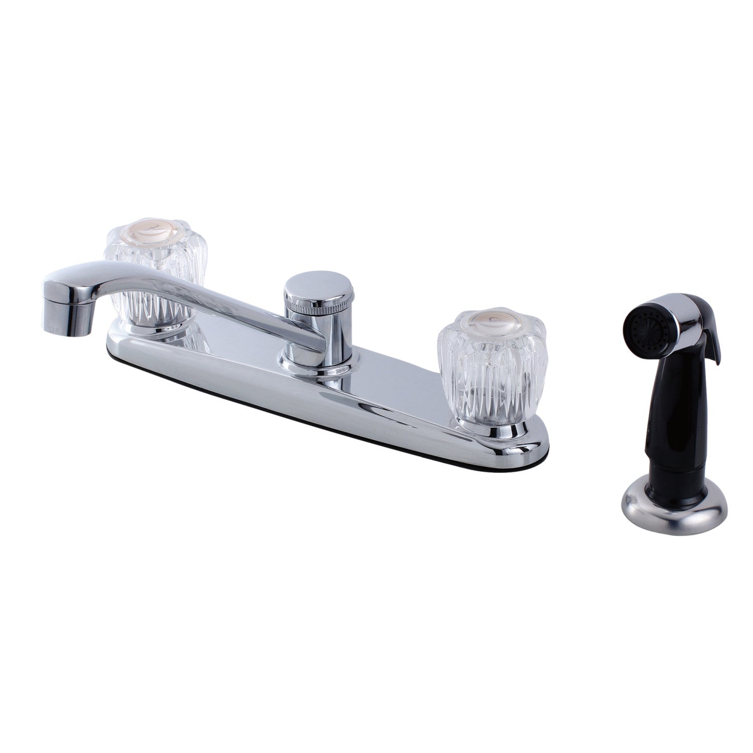 Kingston Tulare FB112 - Americana Robinet de cuisine à deux poignées 4 trous 8" avec pulvérisateur latéral, chrome poli