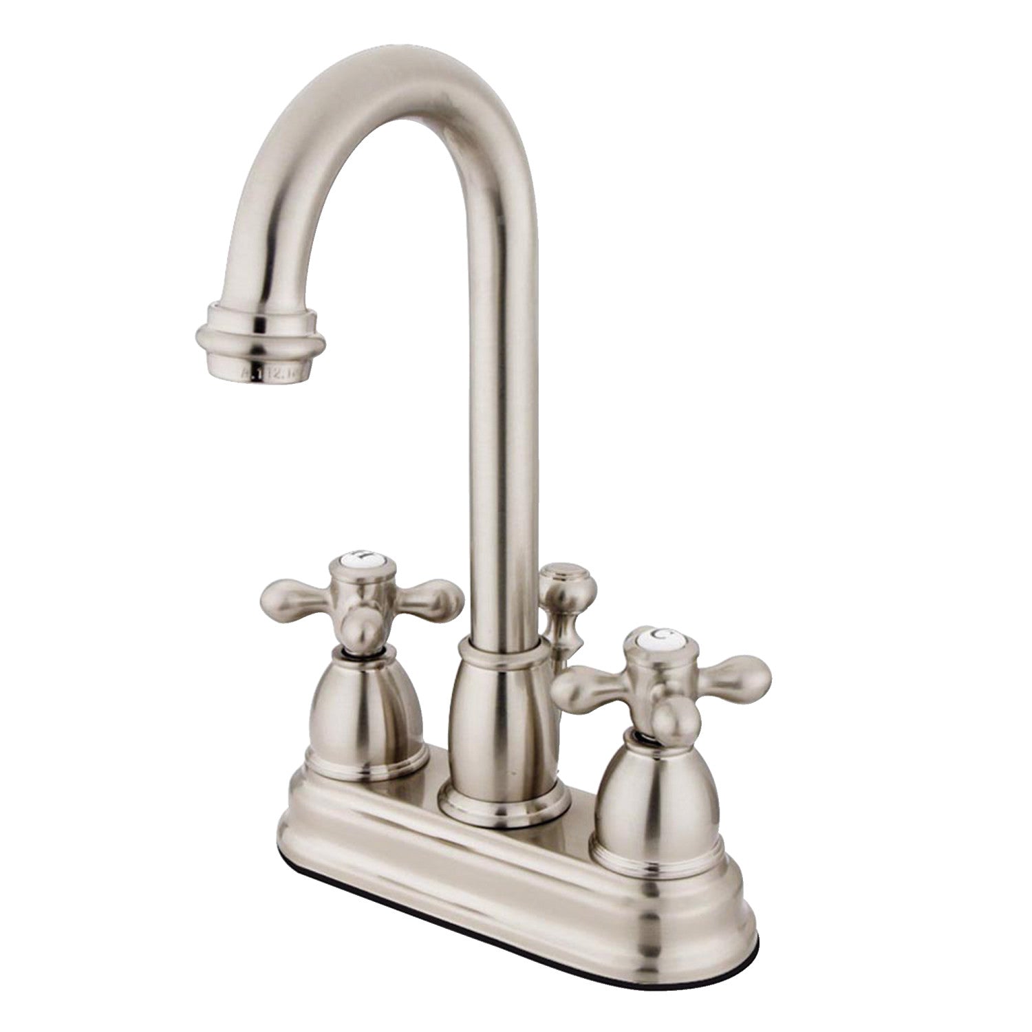 Kingston Heirloom KB3618AX - Robinet de salle de bain à double poignée de restauration 3 trous montage sur plage 4-Inch Centerset avec drain à tirette, nickel brossé
