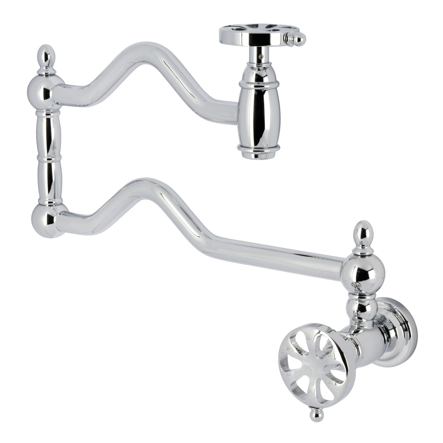 Kingston Tulare KS2101RX - Belknap Robinet de remplissage de pot à deux poignées 1 trou, chrome poli