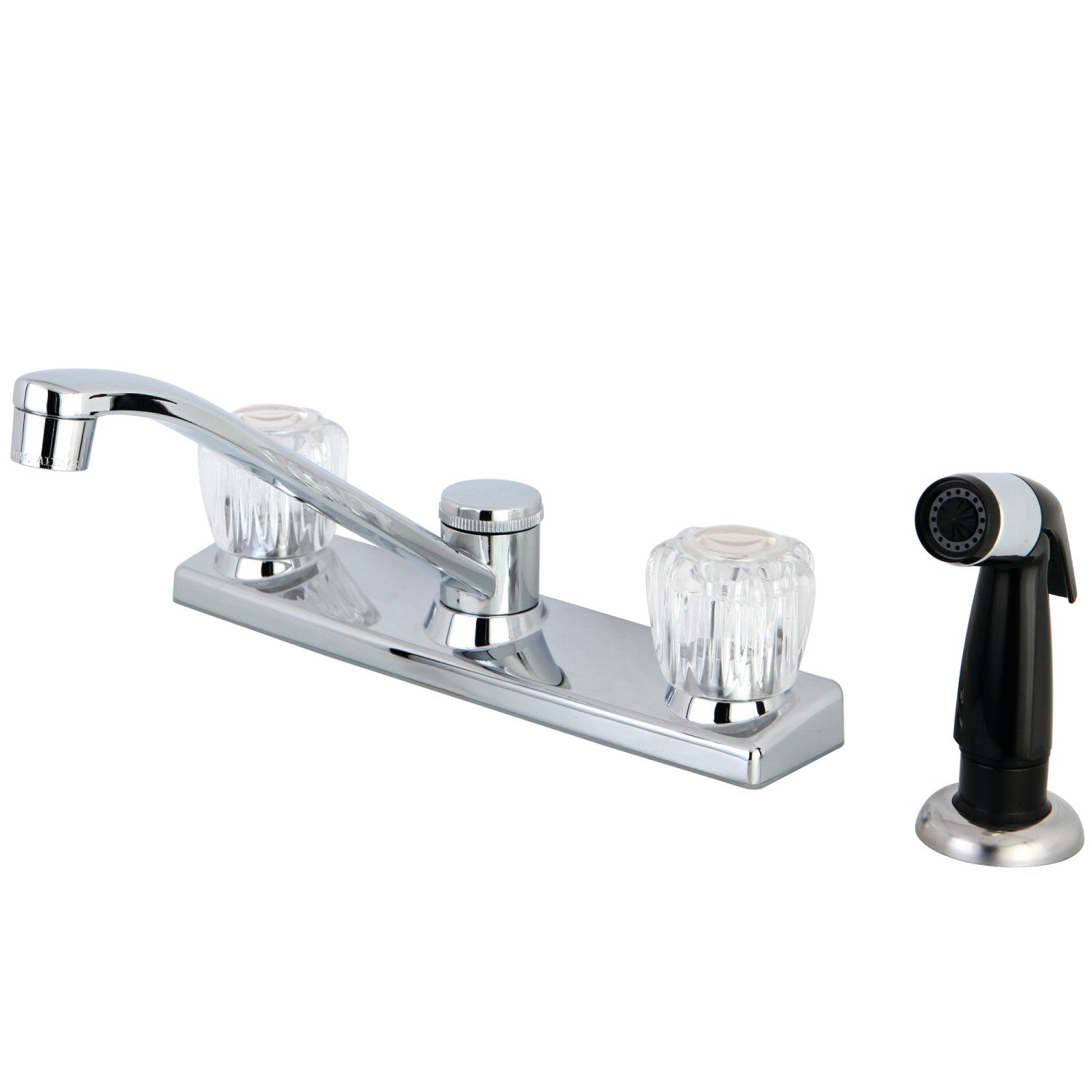 Kingston Tulare FB122 - Columbia à deux poignées 4 trous 8 Robinet de cuisine central avec pulvérisateur latéral, chrome poli