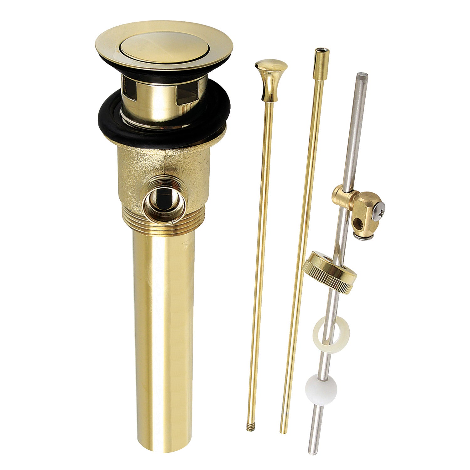 Kingston Made To Match KBT2122 Brass Pop-Up Bathroom Sink Drain with Overflow, 22 Gauge, Polished Brass