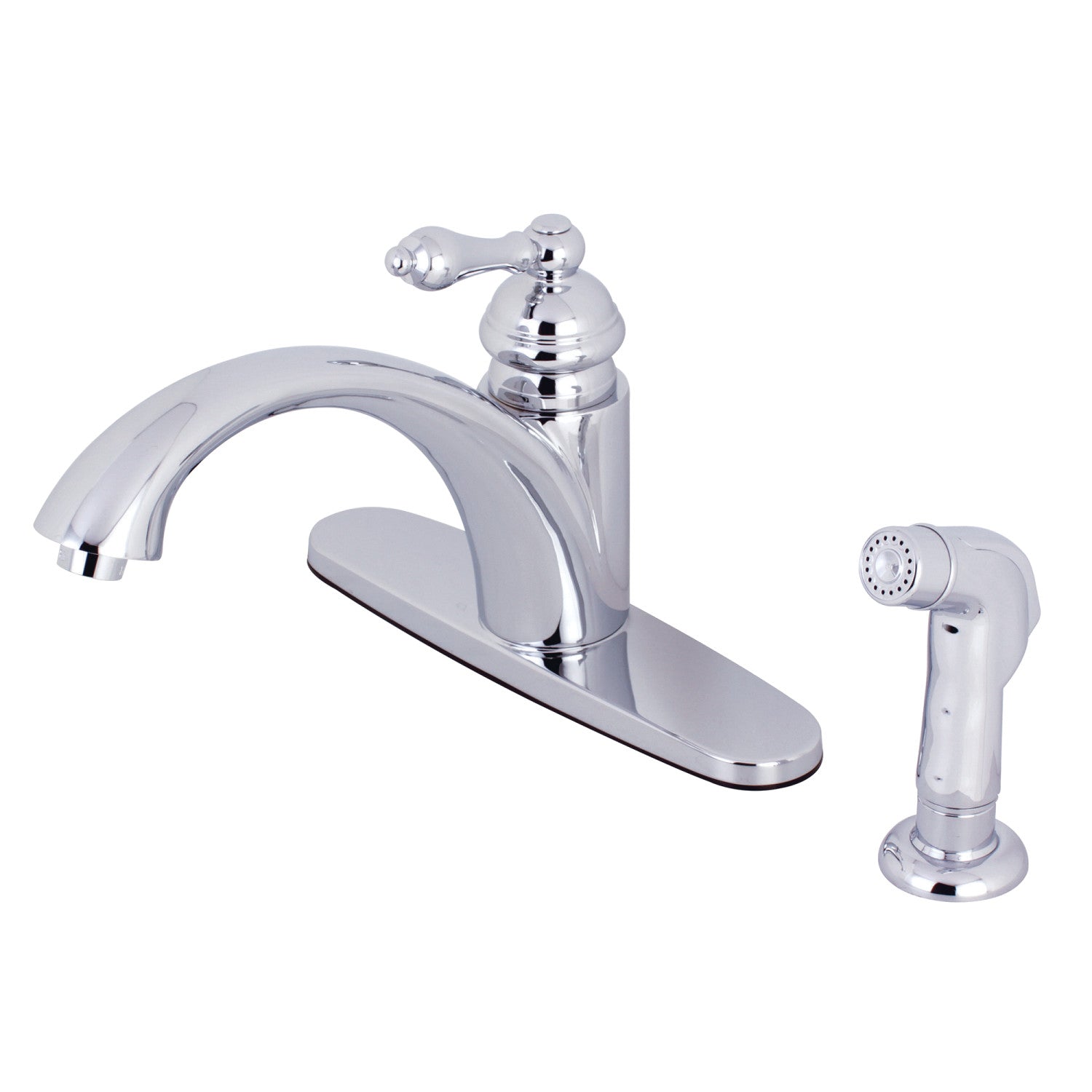 Kingston Vintage KS6571ALSP Robinet de cuisine à une poignée 2-or-4 avec pulvérisateur latéral, chrome poli