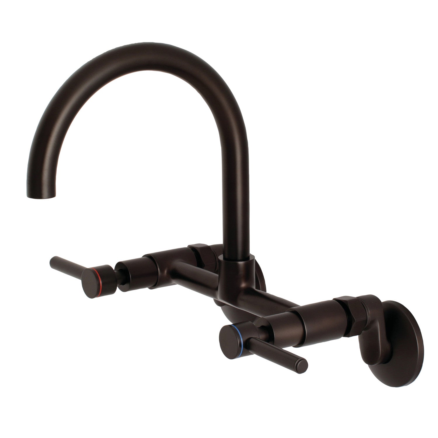 Kingston Sona KS814ORB - Robinet de cuisine à deux poignées Concord 2 trous Wall Mount Bridge, bronze frotté à l'huile