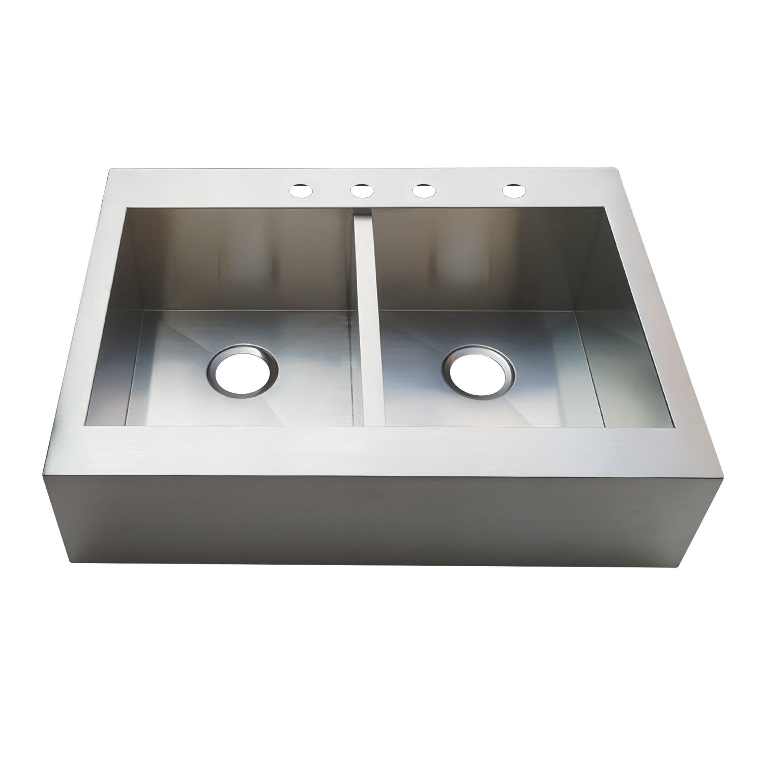 Kingston Sona GKTDF362494 - Edinburg 36-Inch Stainless Steel Apron-Front Double Bowl Farmhouse Kitchen Sink, Brushed Stainless Steel