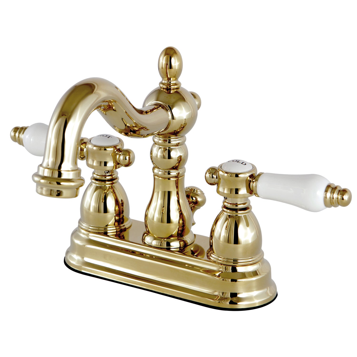 Kingston Heirloom KS1602BPL - Bel-Air Double-Handle 3 trous montage sur plage 4-Inch Centerset Robinet de salle de bain avec laiton à tirette, laiton poli