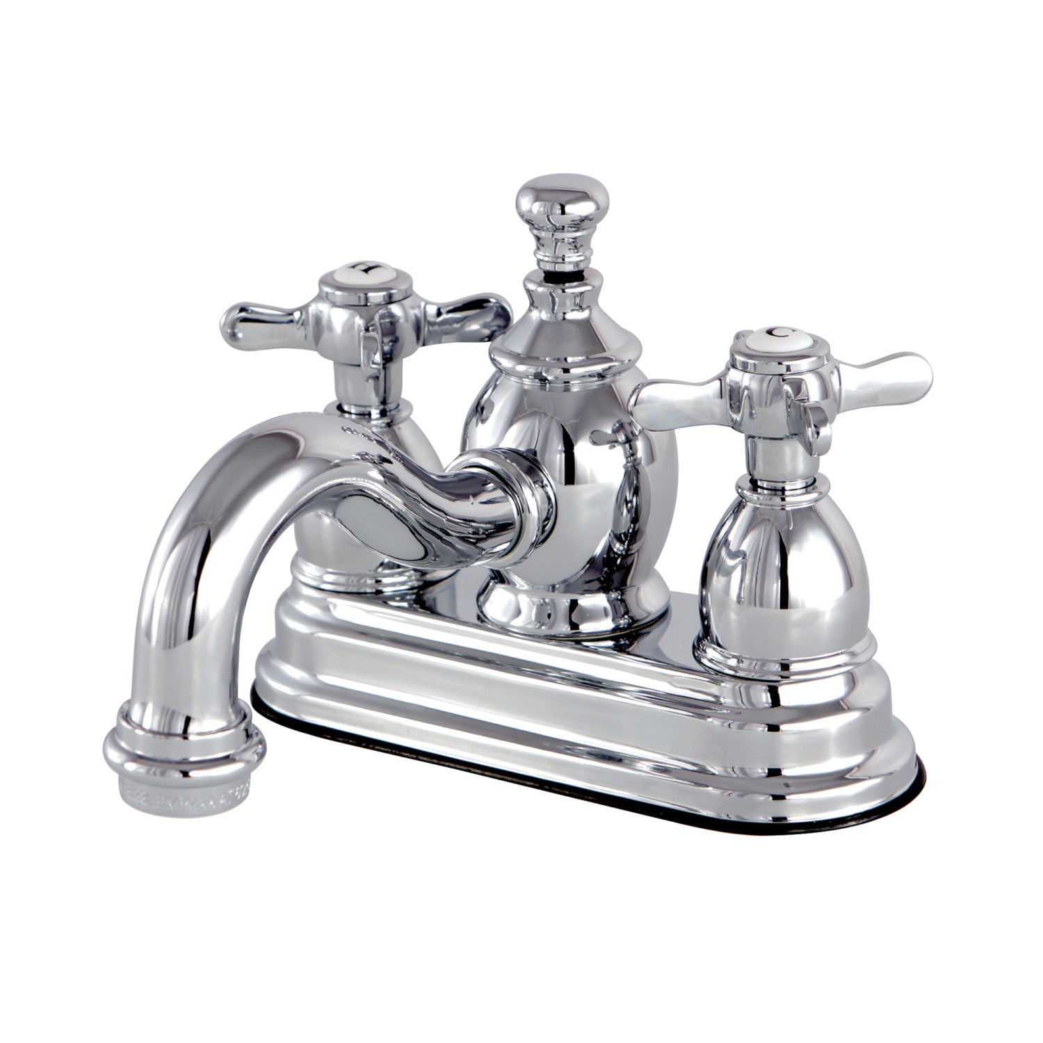 Kingston Heirloom KS7101BEX - Essex Double-Handle 3 trous montage sur plage 4-Inch Centerset Robinet de salle de bains avec laiton à tirette, Chrome poli