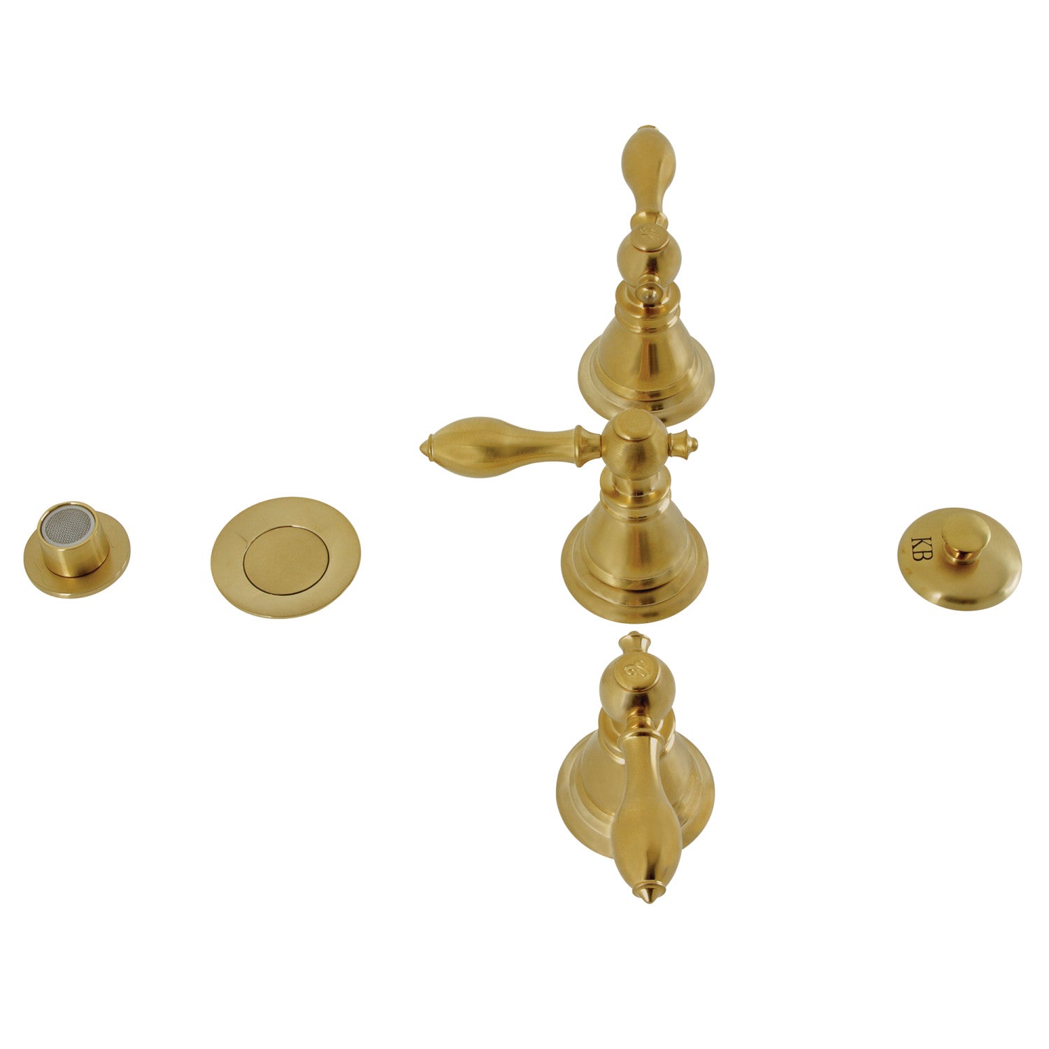 Kingston Heirloom KB327ACL - Robinet de bidet vertical à trois poignées classique en laiton, brossé