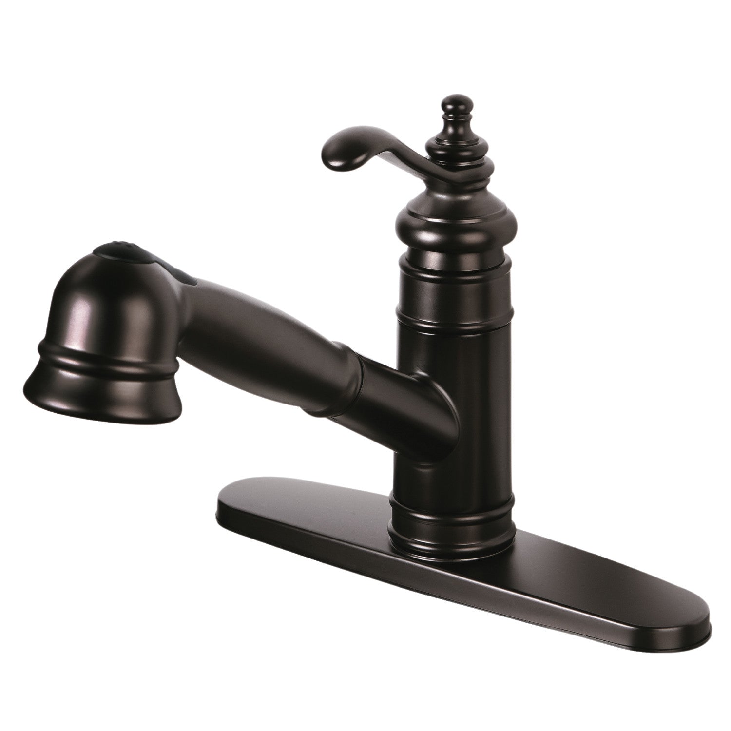 Kingston Heirloom GSC7575TL - Templeton monomanche 1-or-3 Trou montage sur plage extractible Pulvérisateur Robinet de cuisine, Bronze frotté à l'huile
