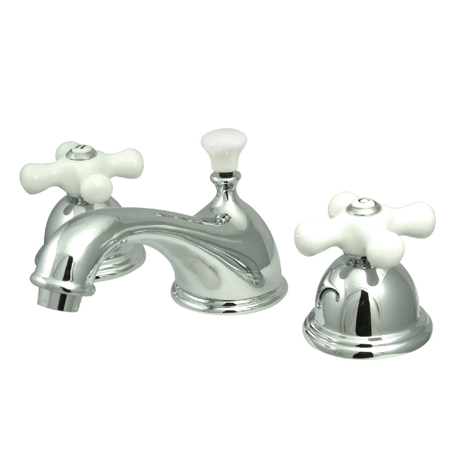 Kingston Heirloom KS3961PX - Restoration Two-Handle 3-Hole Deck Mount Widespread Bathroom Faucet with Brass Pop-Up, Polished Chrome