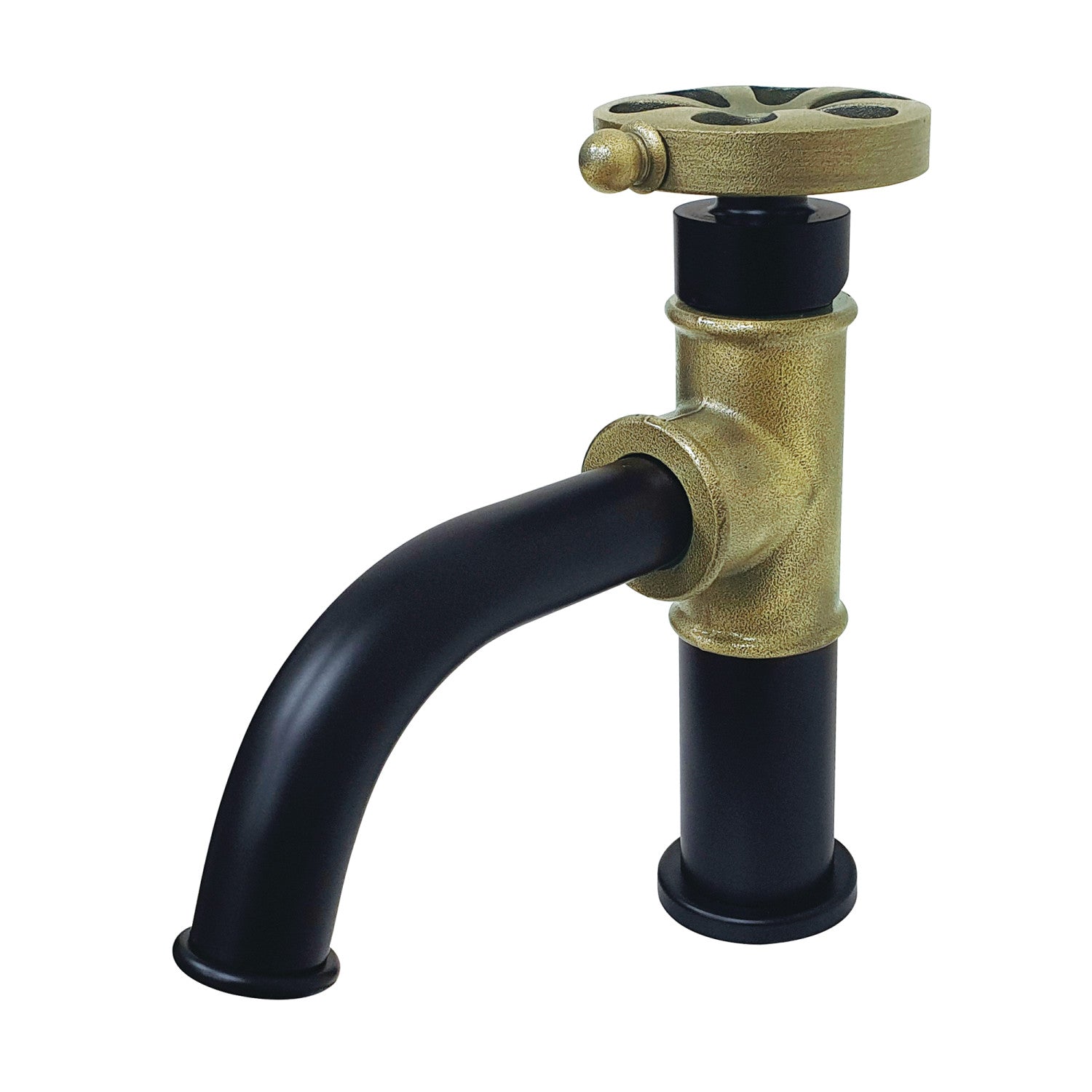 Kingston Heirloom KS2823RX - Robinet de salle de bain à une poignée Belknap 1 trou avec bonde à tirette, laiton mat noir/antique