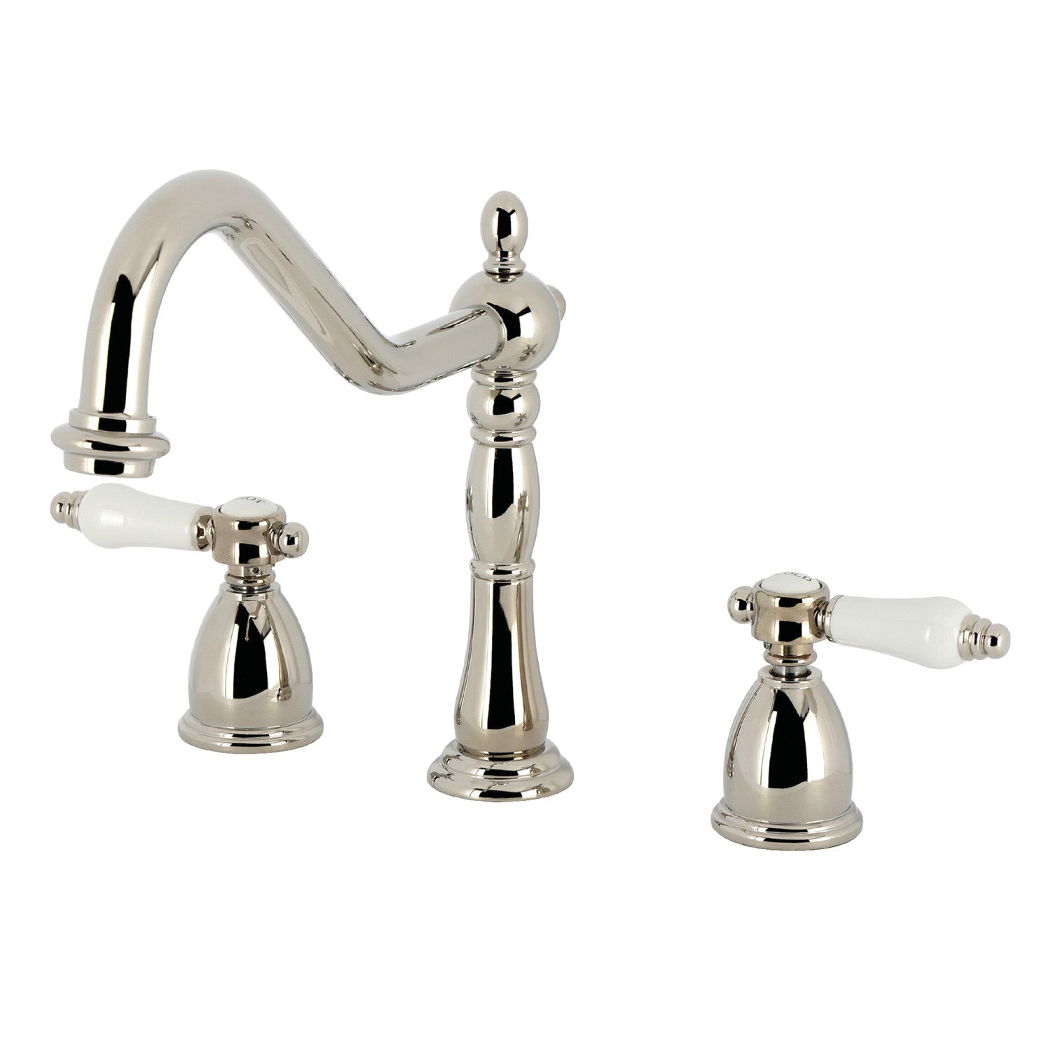 Kingston Heirloom KB1796BPLLS - Robinet de cuisine à double poignée Bel-Air, nickel poli
