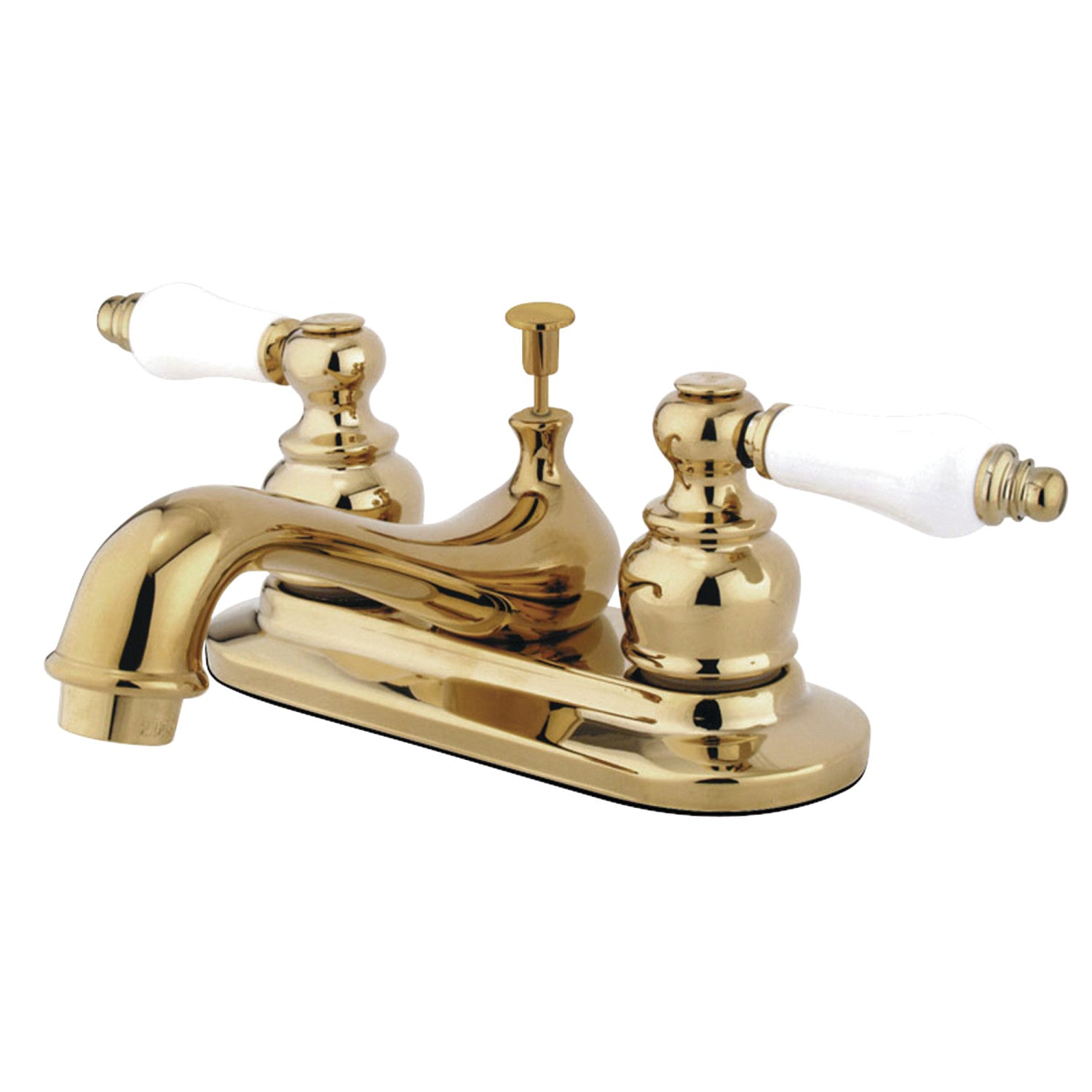 Kingston Heirloom GKB602B - Restoration Double-Handle 3 trous montage sur plage 4-Inch Centerset Robinet de salle de bains avec drain à tirette, laiton poli