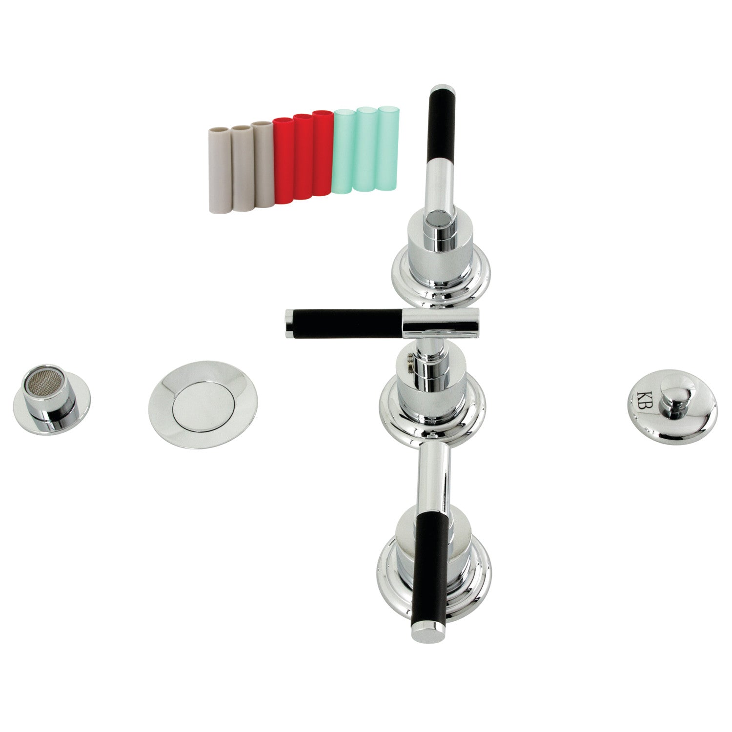 Kingston Sona KB6321CKL - Robinet de bidet vertical Kaiser à trois poignées avec laiton à tirette, chrome poli
