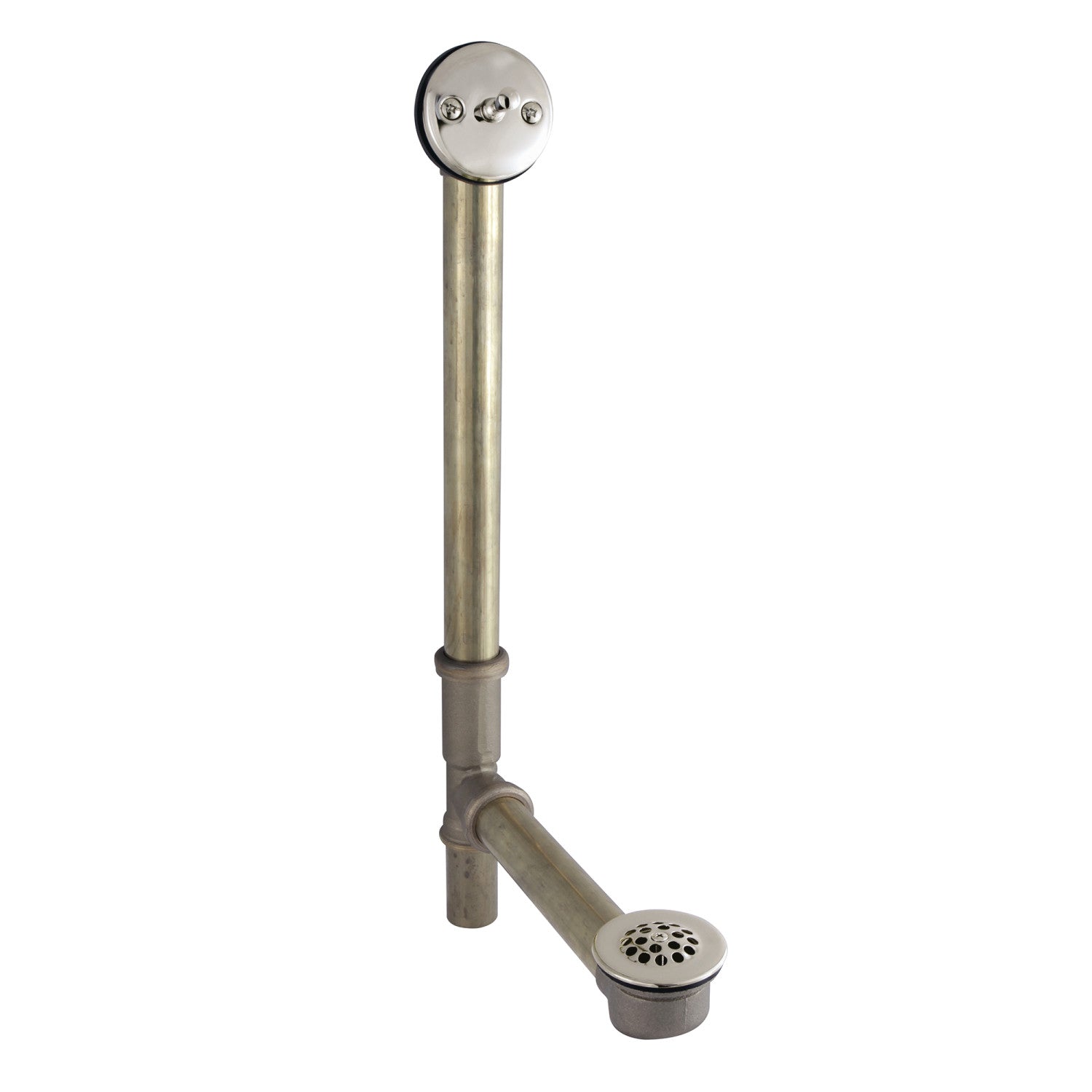 Kingston Tulare DTL1166 - Made To Match 21-Inch Brass Trip Lever Tub Waste and Overflow with Grid Strainer, Polished Nickel