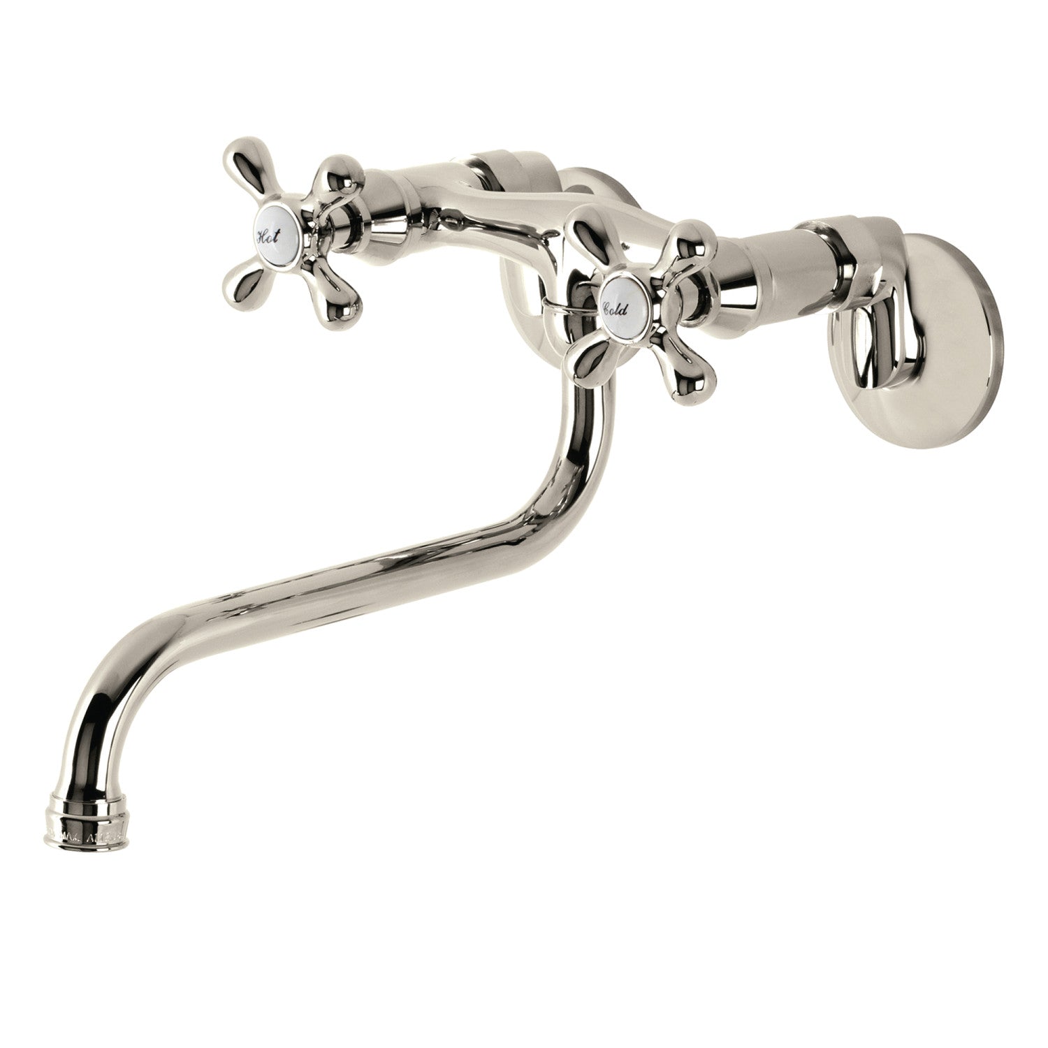 Kingston Heirloom KS215PN - Kingston Double-Handle 2 trous Robinet de salle de bains mural, nickel poli