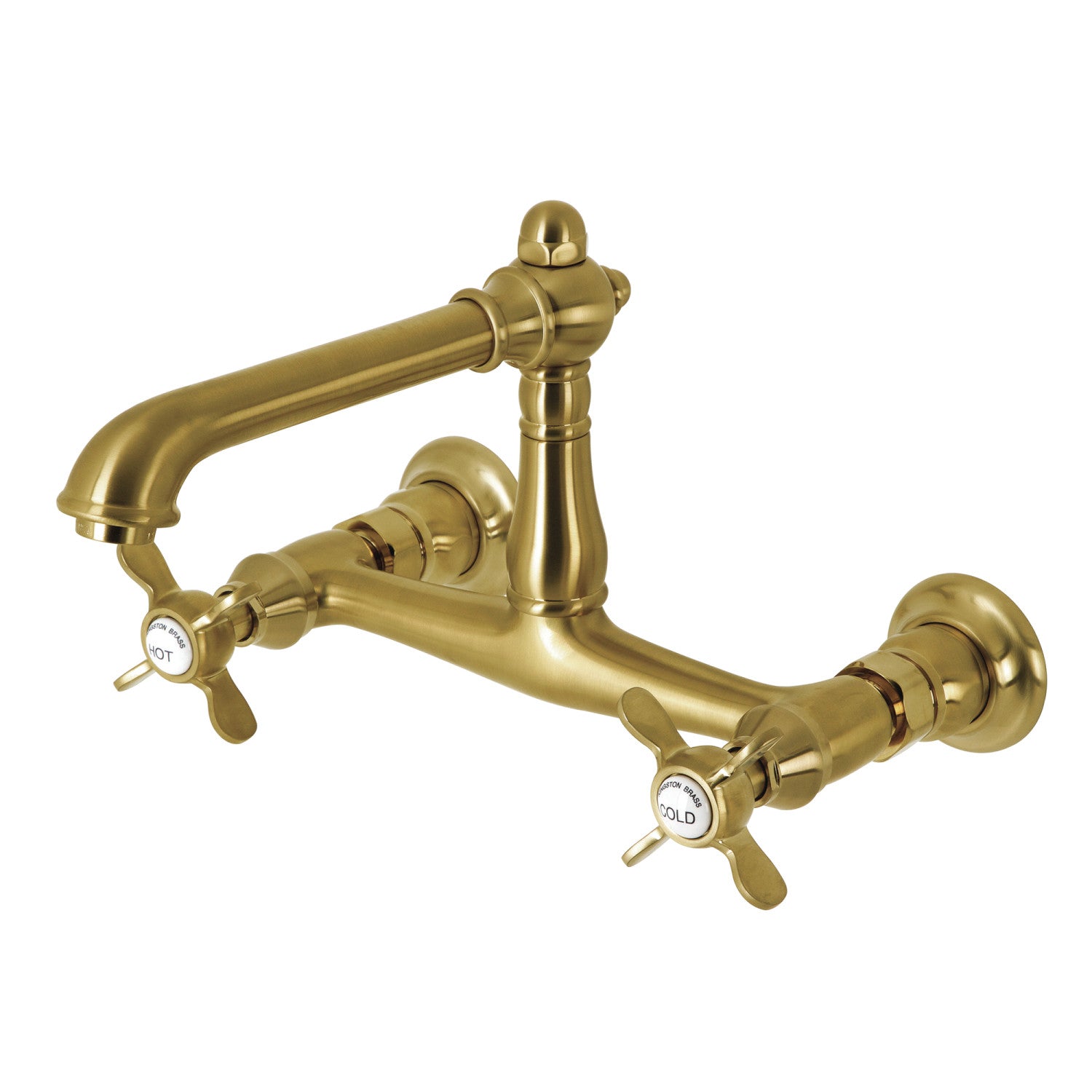 Kingston Heirloom KS7247BEX - Essex Double-Handle 2 trous Robinet de salle de bains mural, laiton brossé
