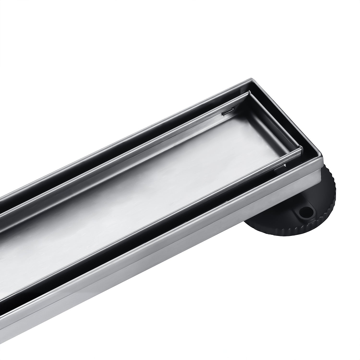 Kingston Watercourse BSF3221 32-Inch Stainless Steel Linear Shower Drain with Reversible Tile Insert and Flat Grate, Polished Chrome