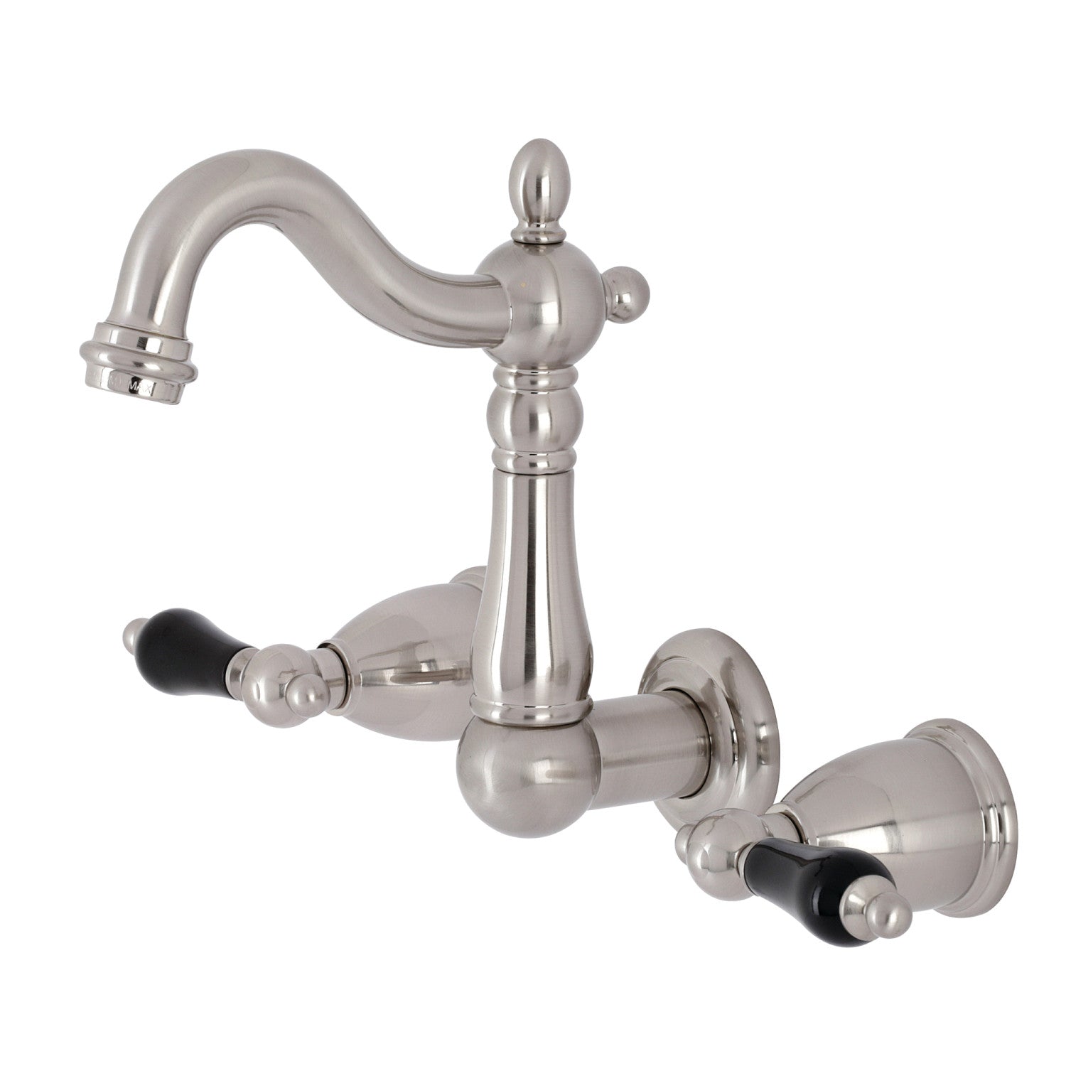 Kingston Heirloom KS1228PKL - Robinet de salle de bains à double poignée 3 trous Wall Mount, Nickel brossé
